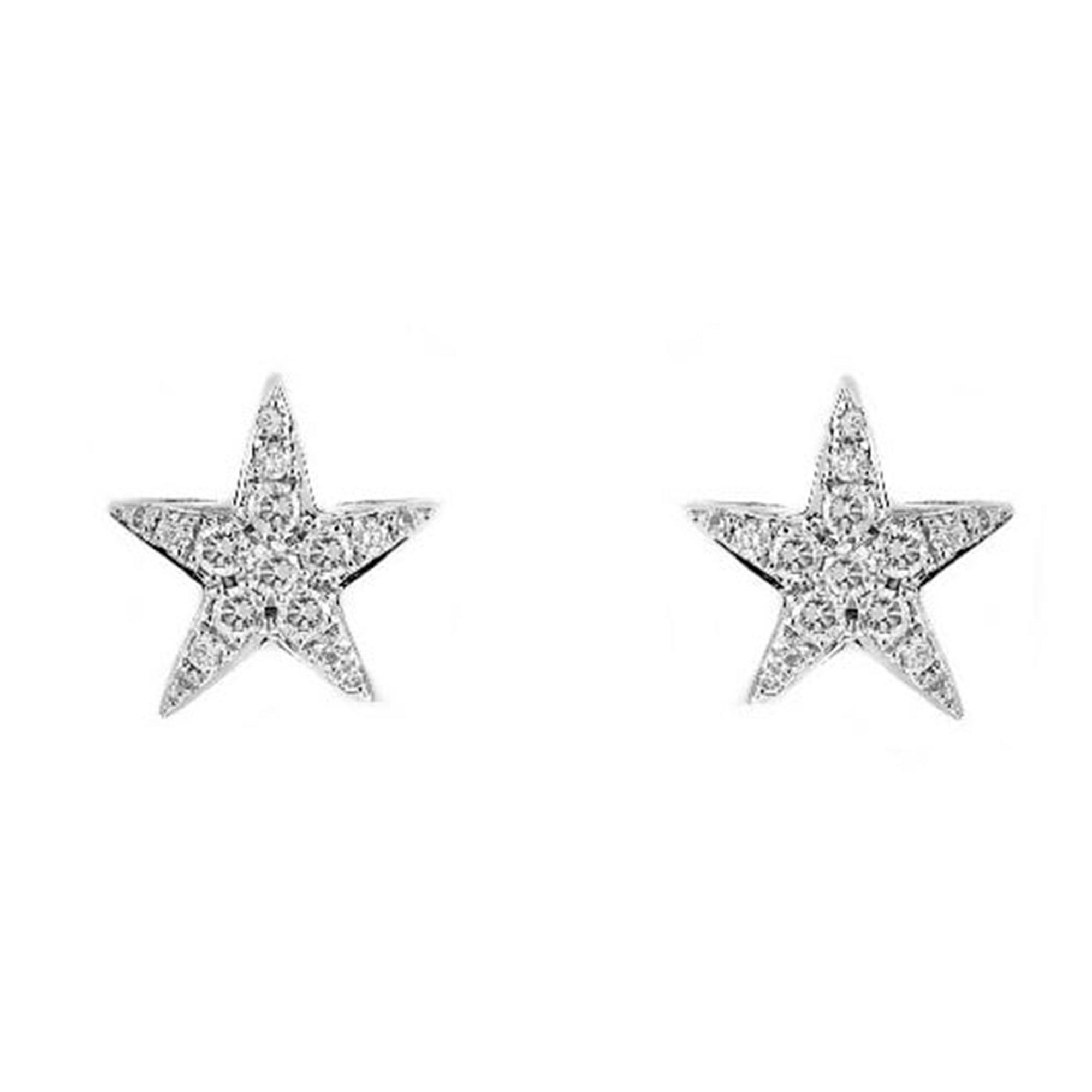 White - Mason Knight Yager - 925 Silver Star Crystal Stud Earring