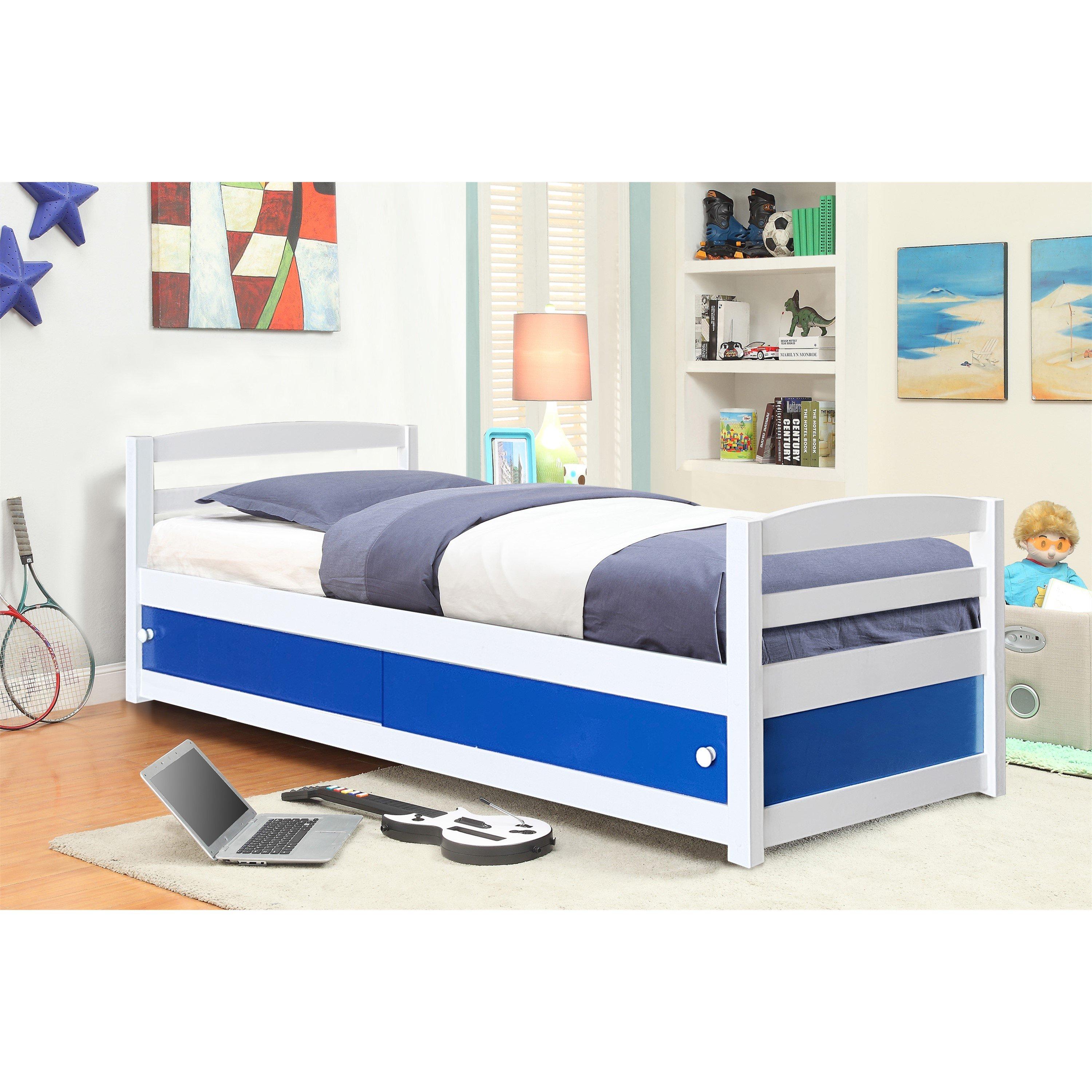 Blue - Comfy Living - 3ft Kids Storage Bed Bed and Mattress