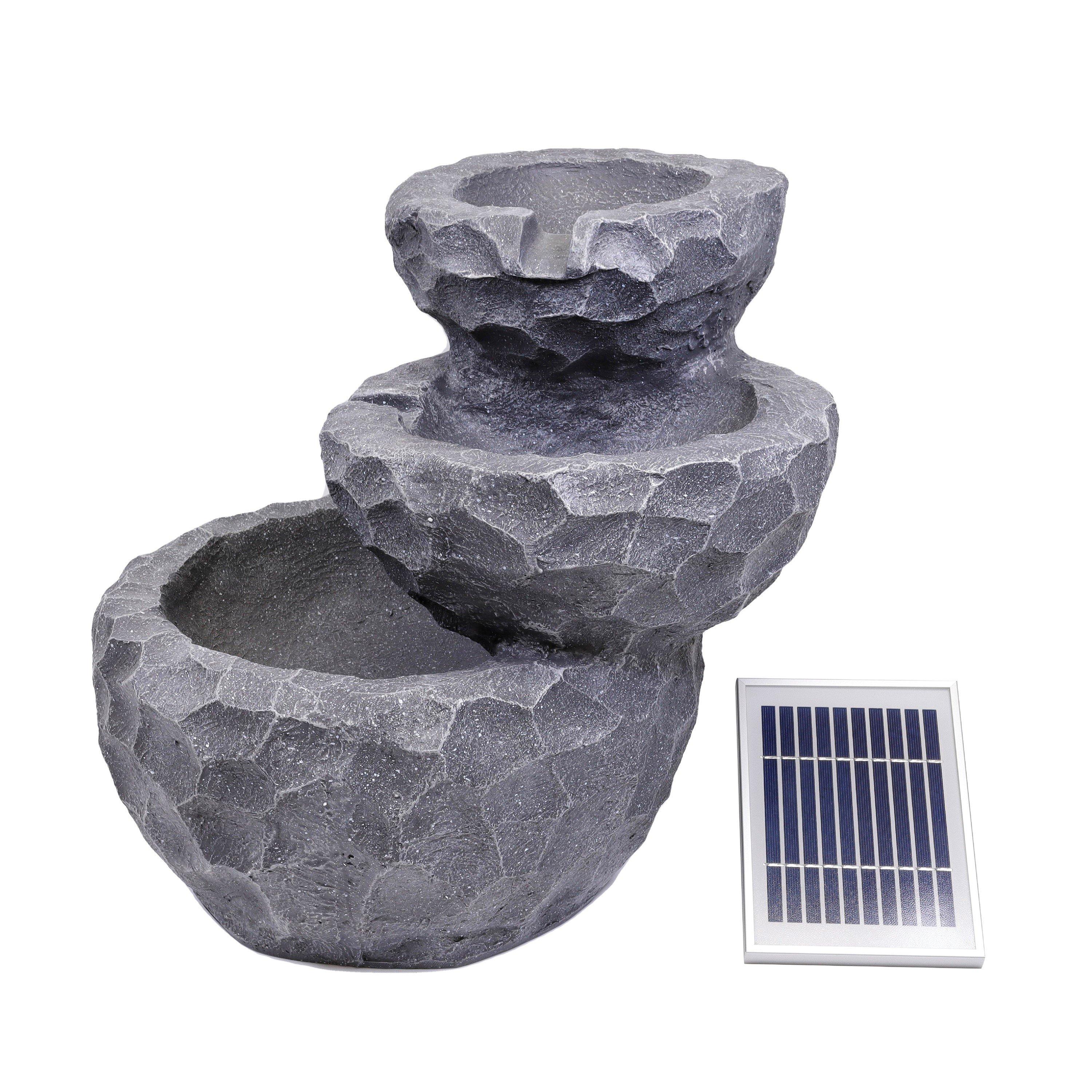 Streetwize  Solar Rock/Planter Battery Backup Water Feature - Grey