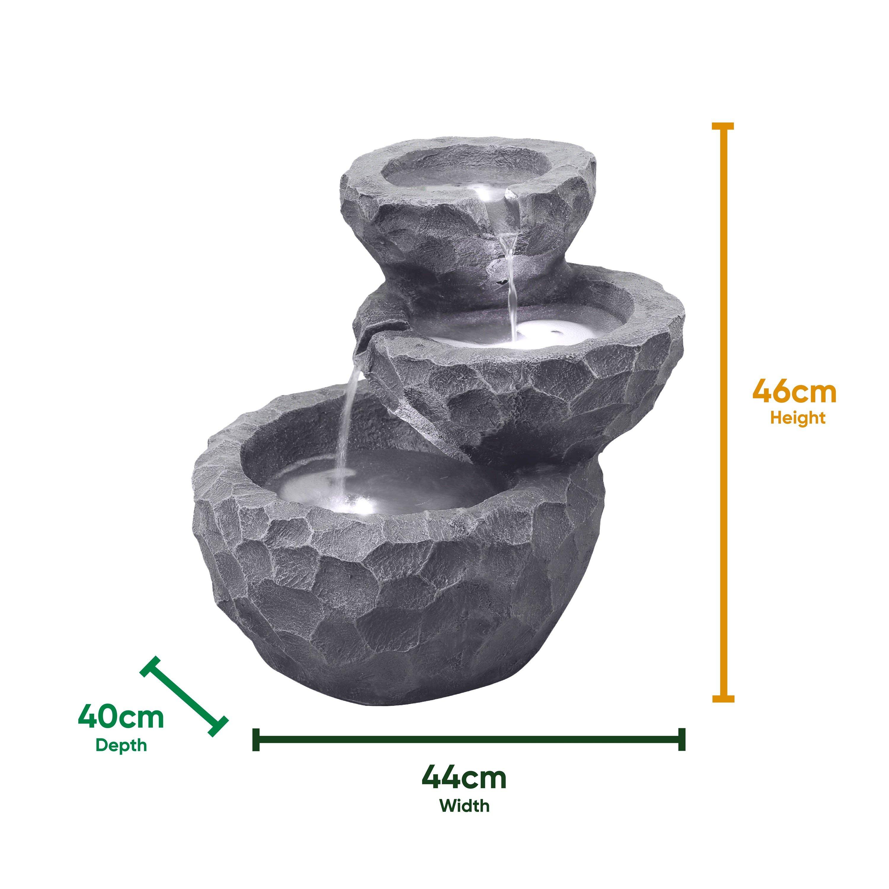 Grey - Streetwize - Solar Rock/Planter  Battery BackUp Water Feature - 2