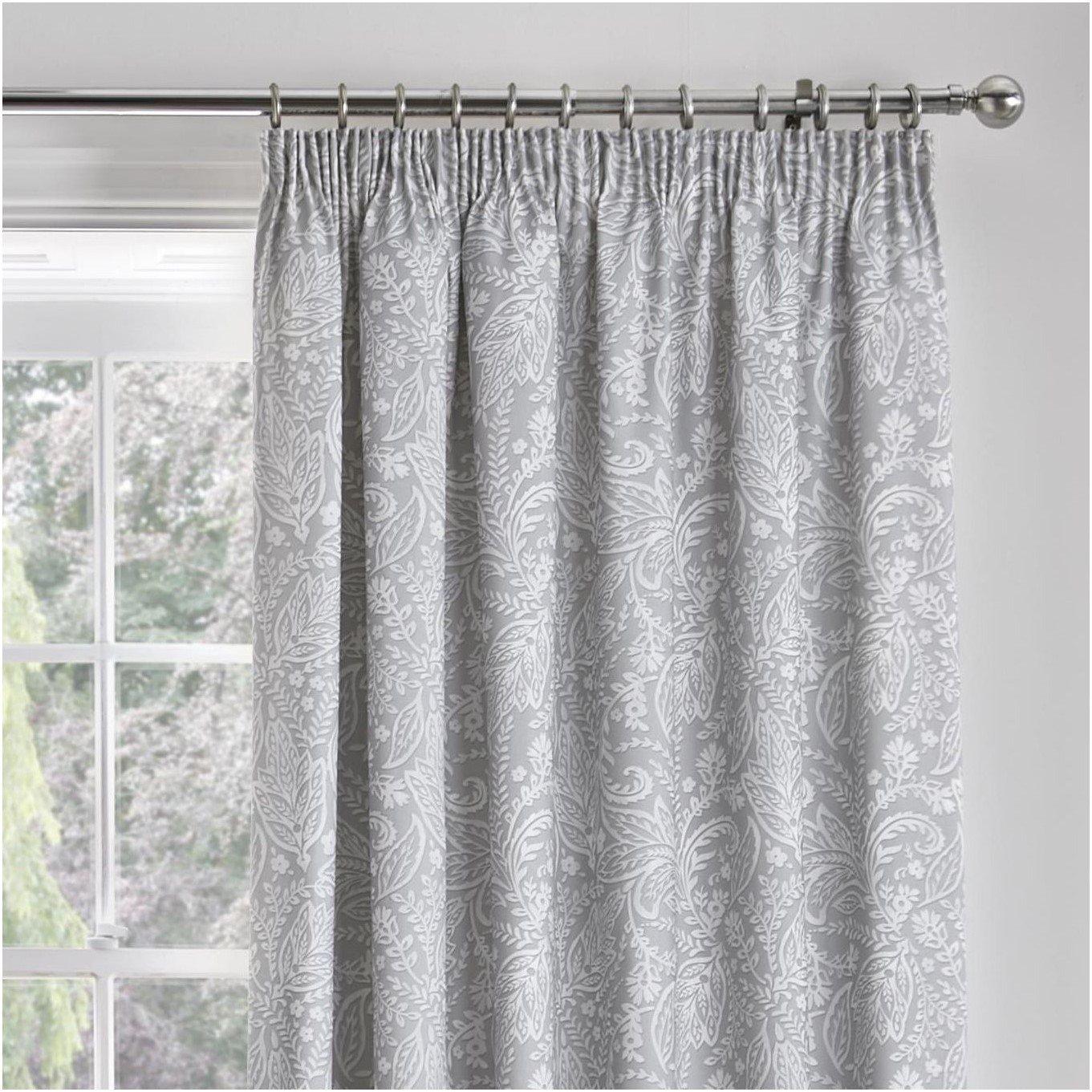 Grey - Dreams and Drapes - 100% Cotton Jacobean Motif Curtains With Tie-Backs - 2