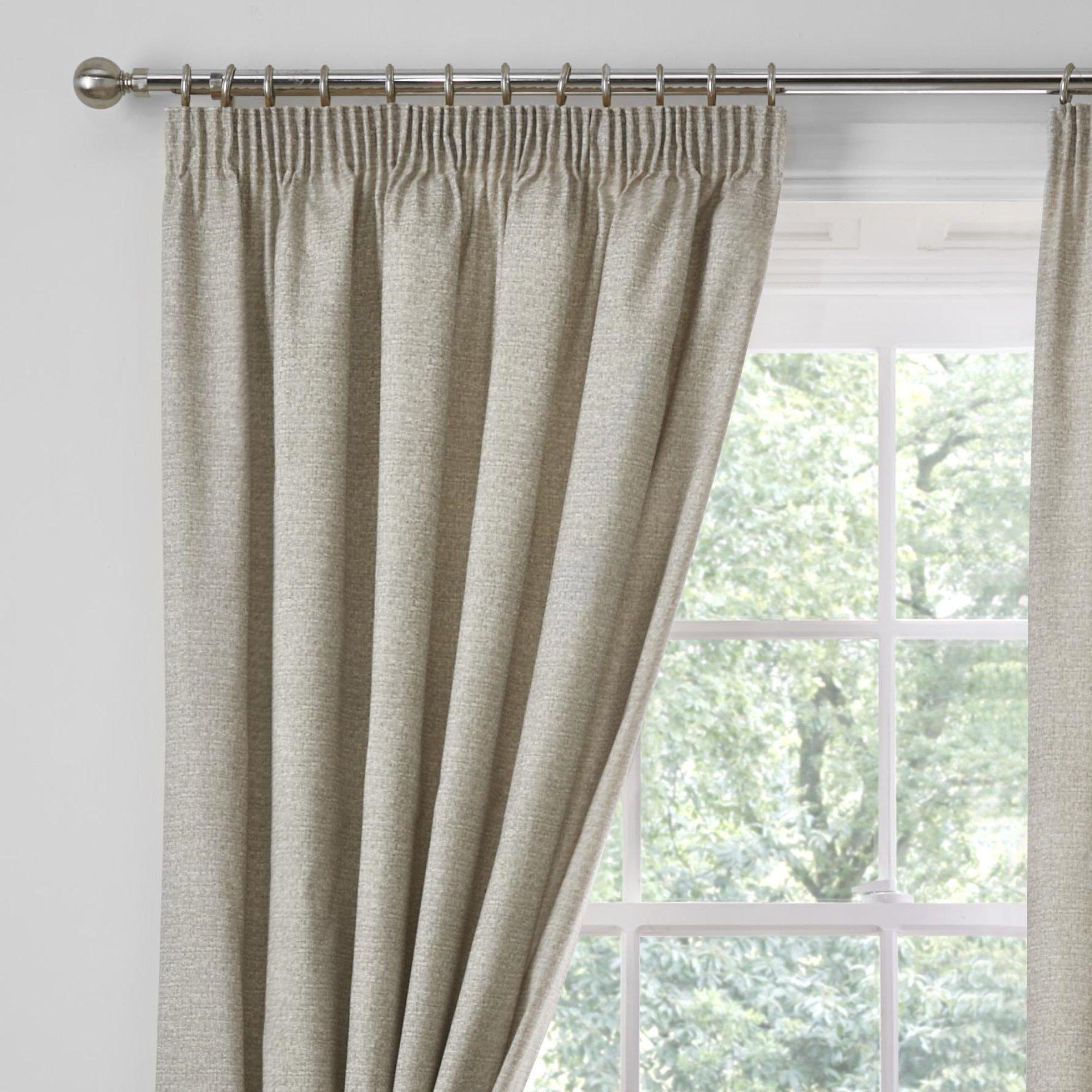 Natural - Dreams and Drapes - Pembrey Textured Pencil Pleat Curtains & Tie-Backs - 2