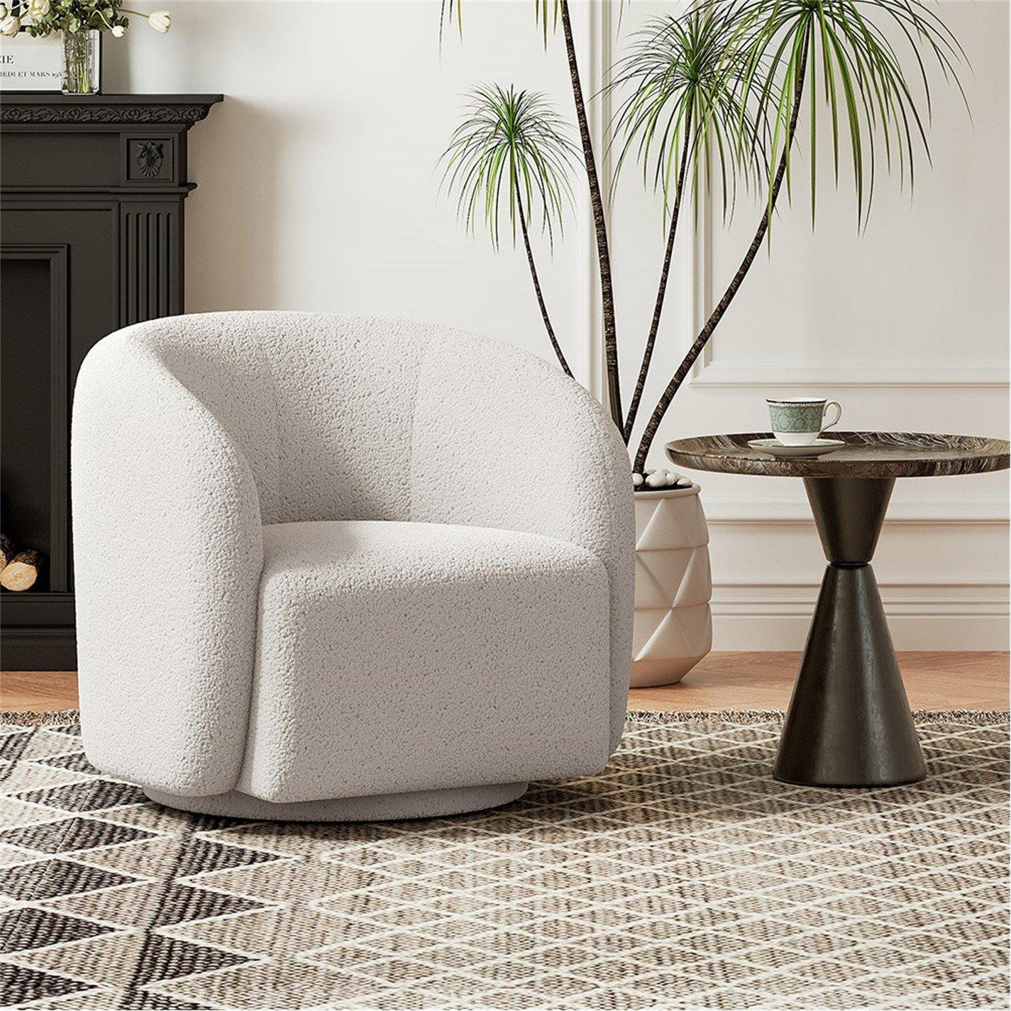 White - Kabinet UK - Boucle Upholstered Single Sofa White - 2