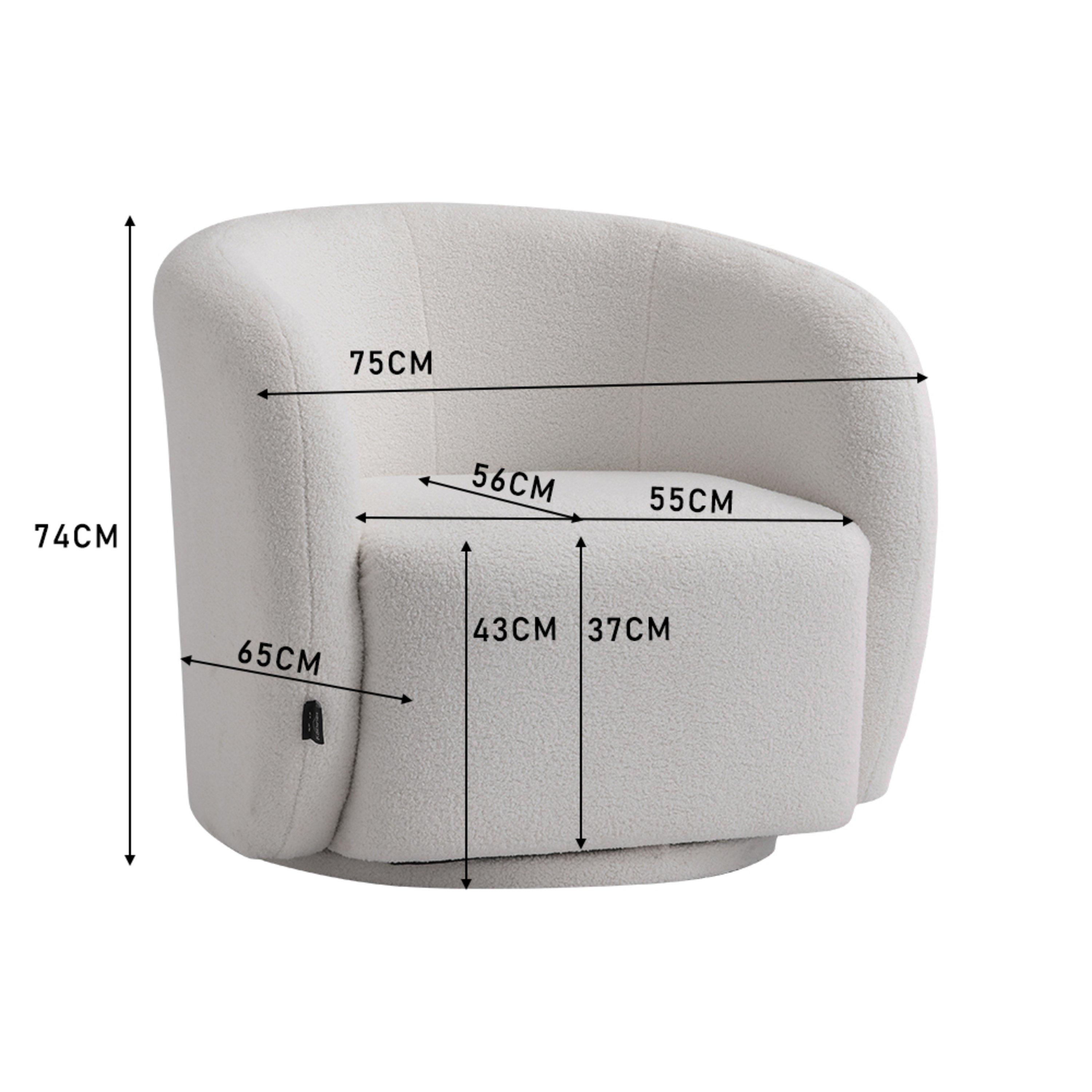 White - Kabinet UK - Boucle Upholstered Single Sofa White - 12