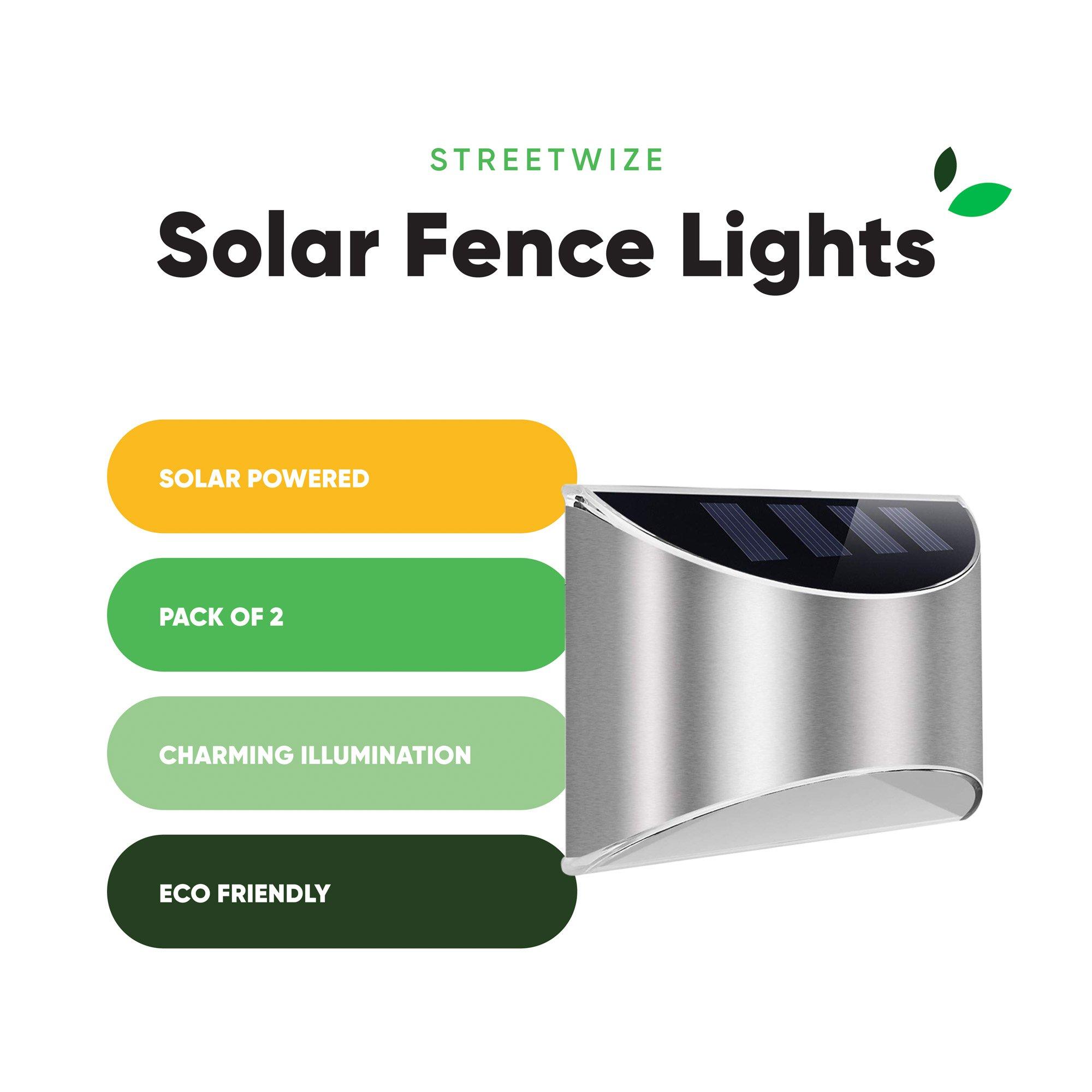 Silver - Streetwize - Lucent Solar Fence Lights (Pack of 2) - 4