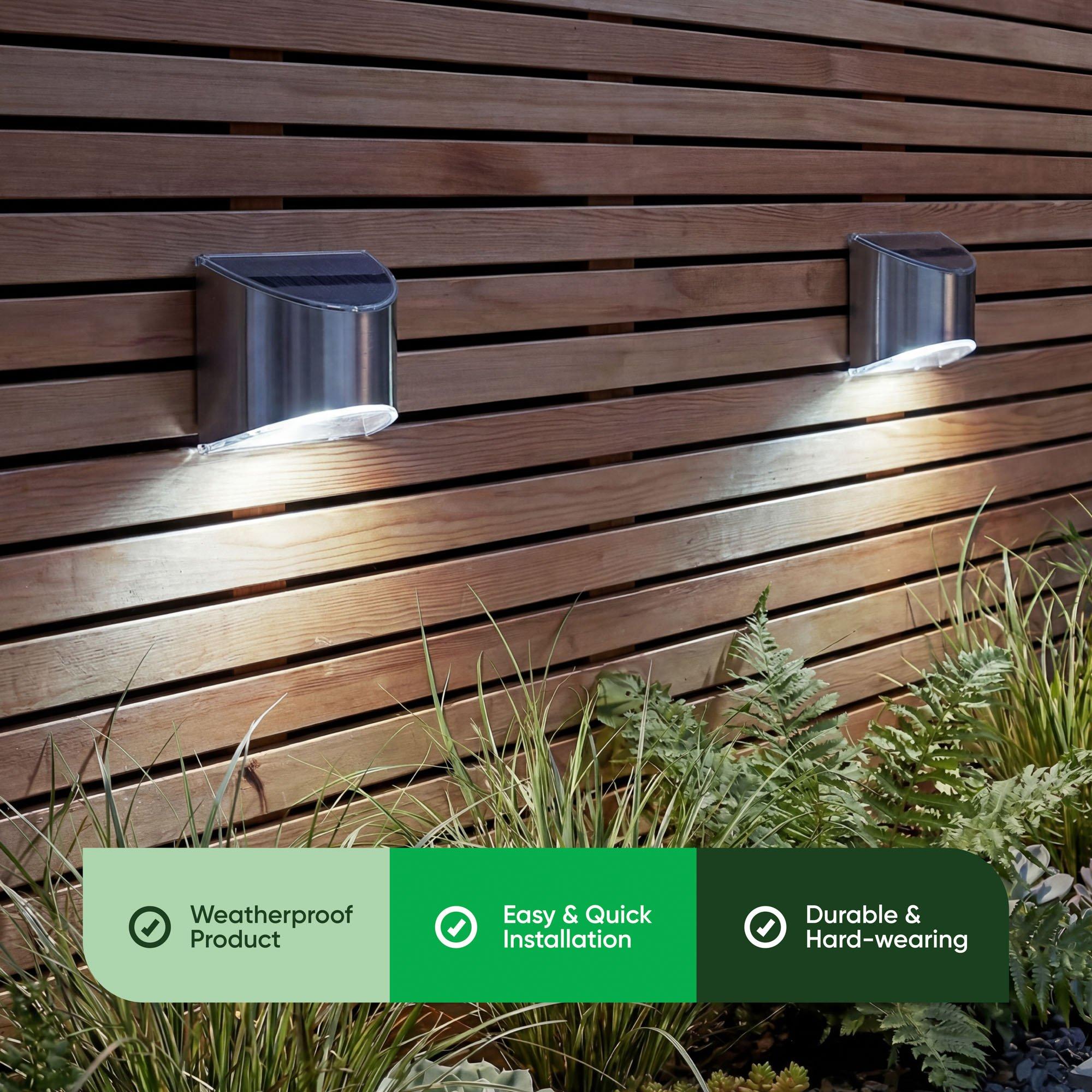 Silver - Streetwize - Lucent Solar Fence Lights (Pack of 2) - 7