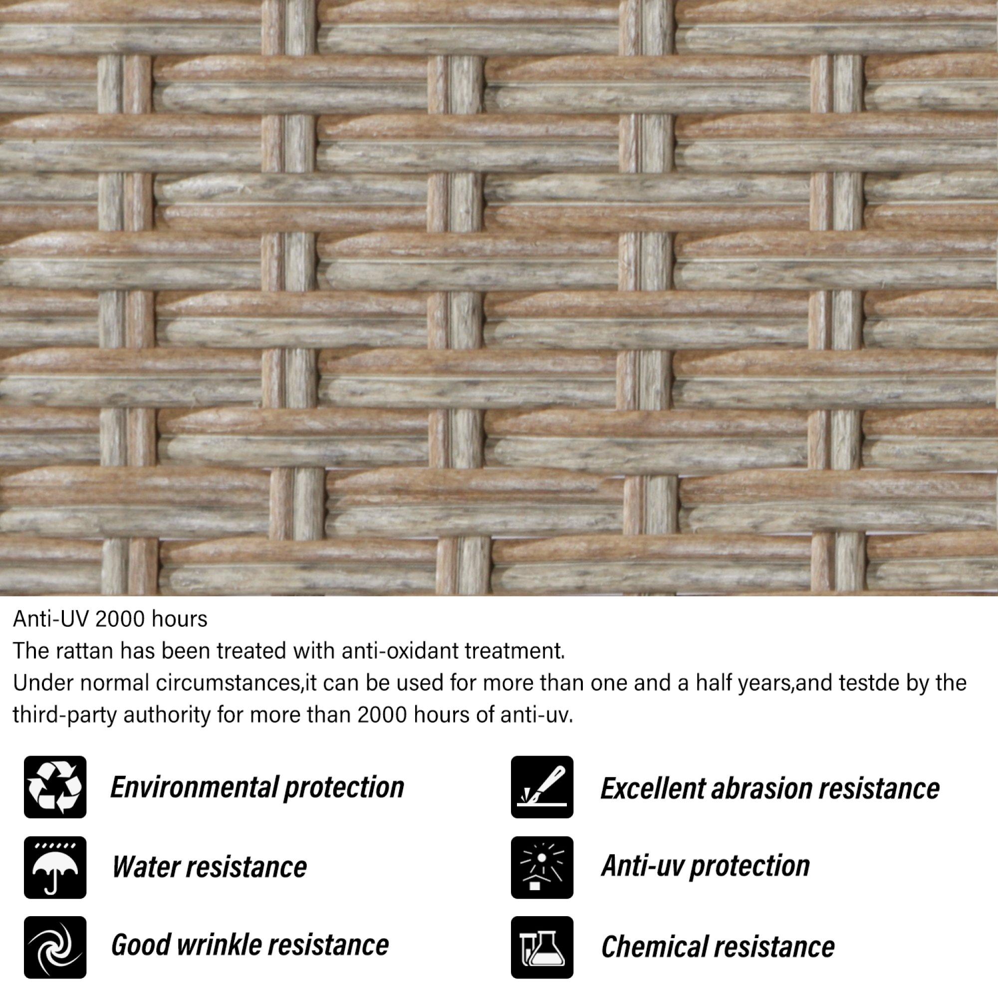 Khaki - Urban Meuble - Rattan Garden Lounge Furniture Set - 7