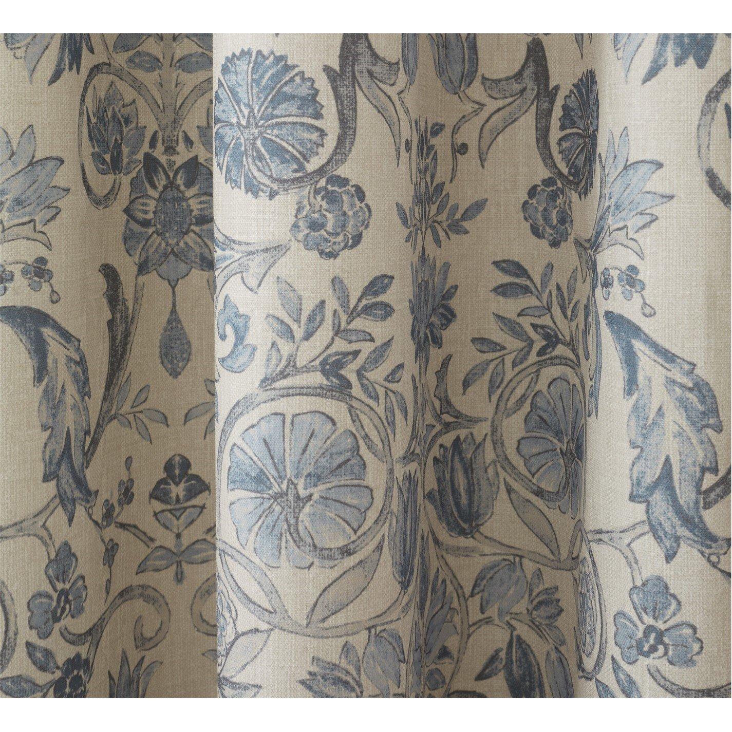 Blue - Dreams and Drapes - Averie Pencil Pleat Curtains With Tie-Backs - 2