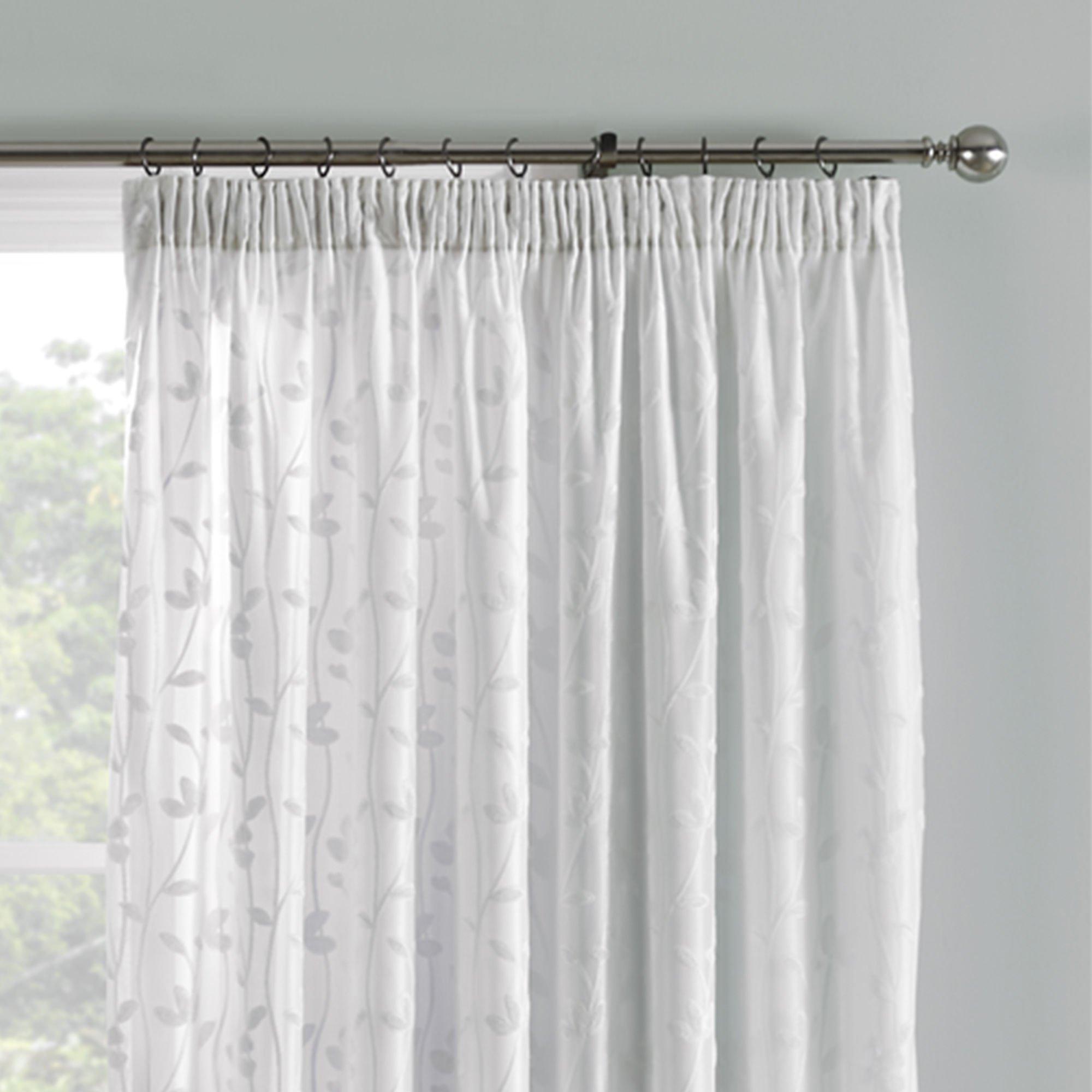 Ivory - Dreams and Drapes - Sophia Jacquard Floral Lined Voile Curtains - 2