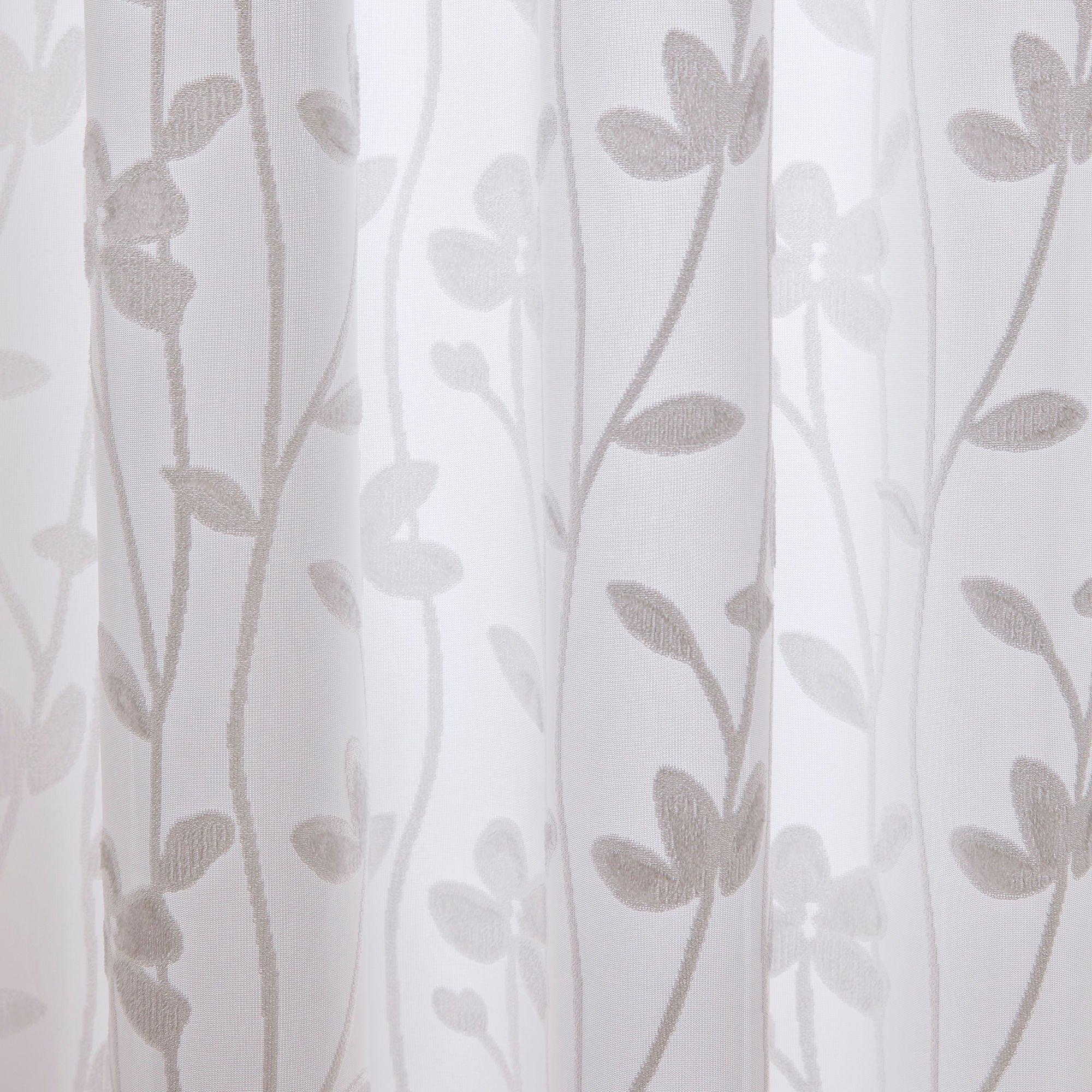 Ivory - Dreams and Drapes - Sophia Jacquard Floral Lined Voile Curtains - 3