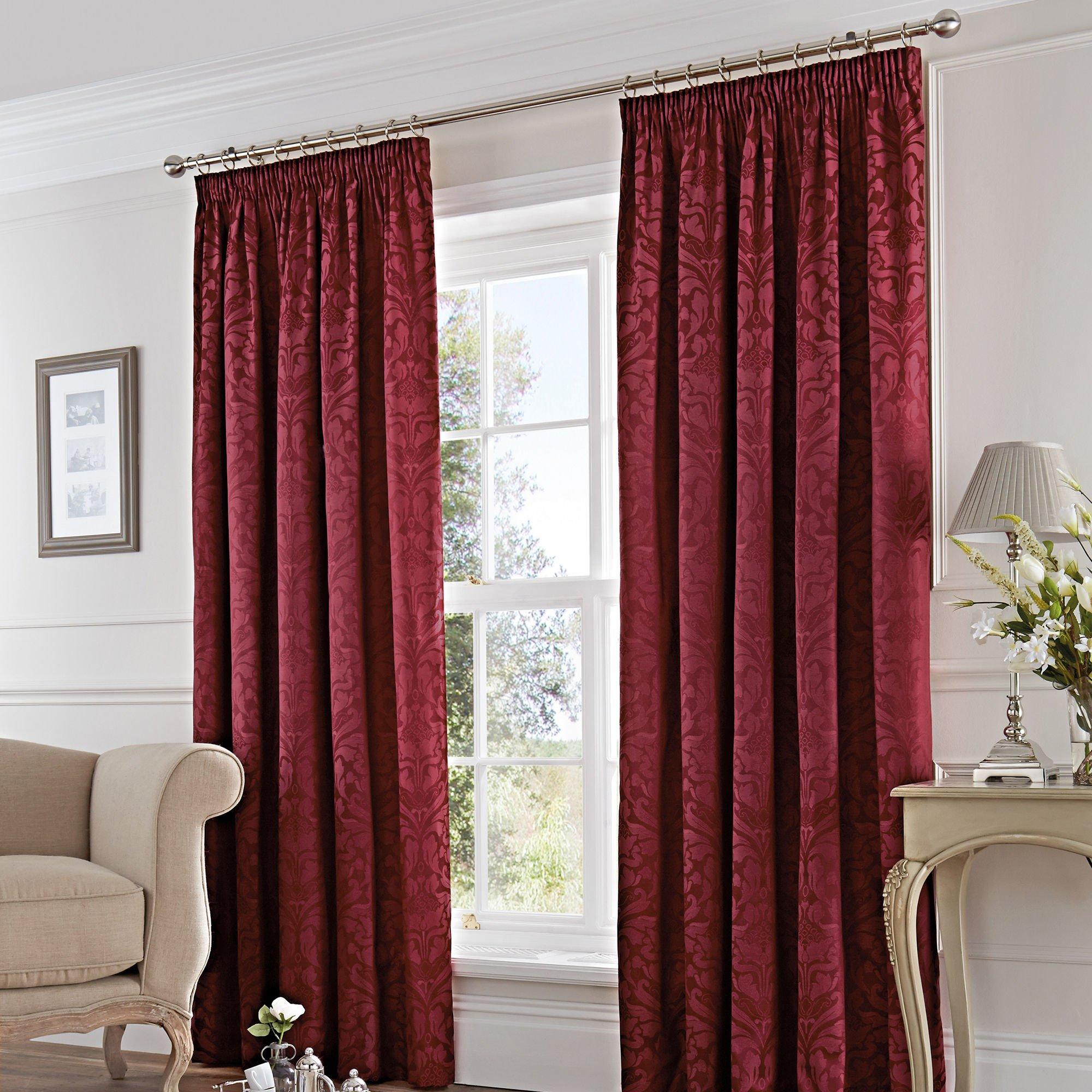 Dreams And Drapes  Eastbourne Pair Of Pencil Pleat Curtains - Burgundy - 168x183cm