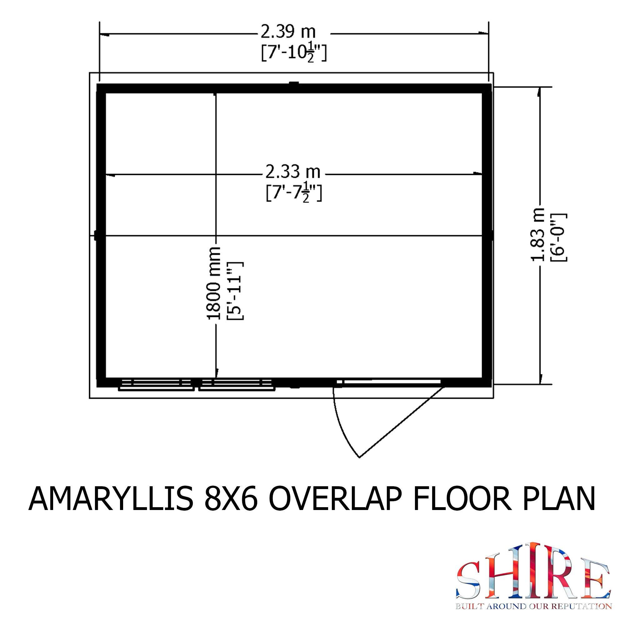 Wood - Shire - Overlap Apex 8x6 Single Door Reverse Apex Amarylli - 3