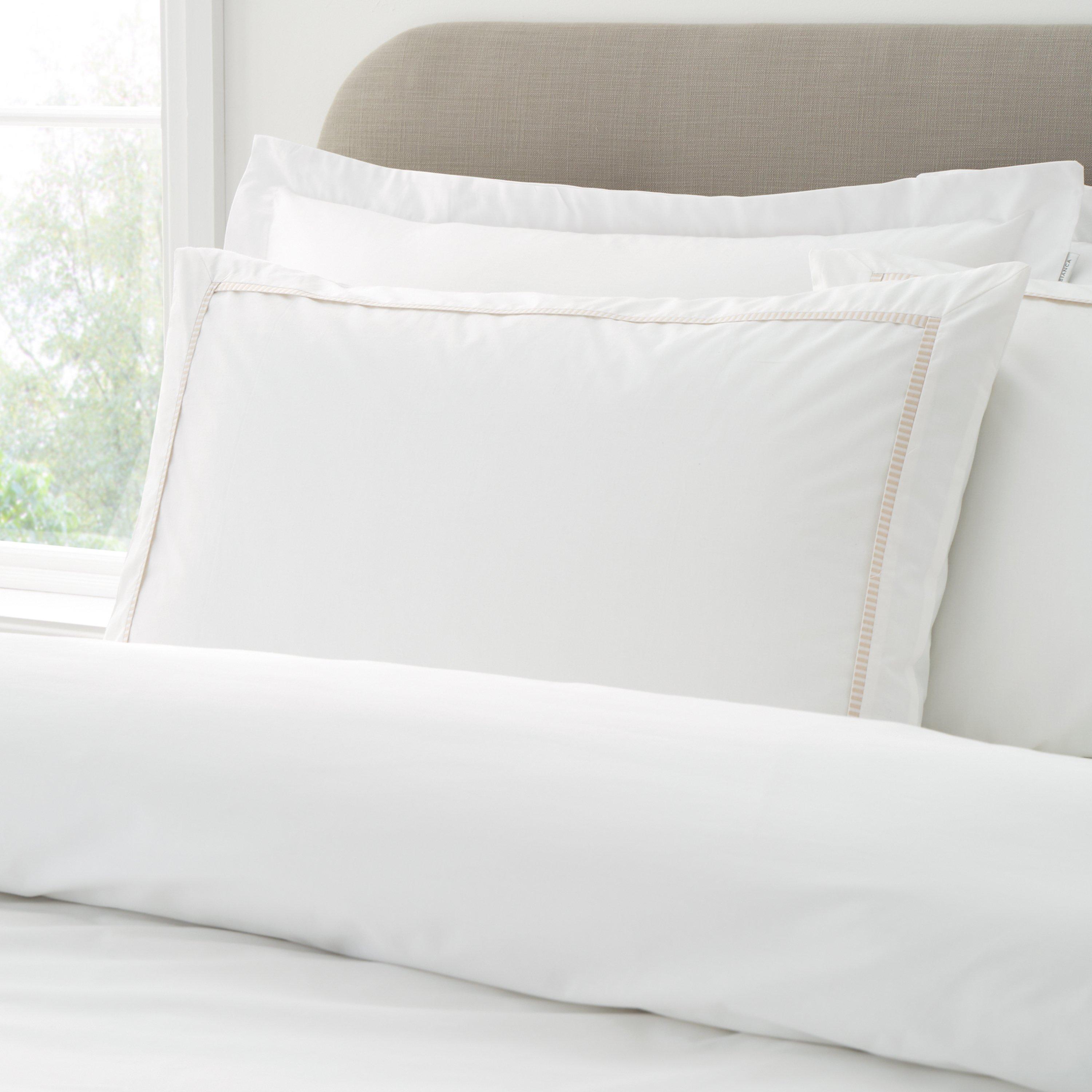 White / Natural - Bianca - Contrast Trim 200 TC Cotton Duvet Cover Set - 2
