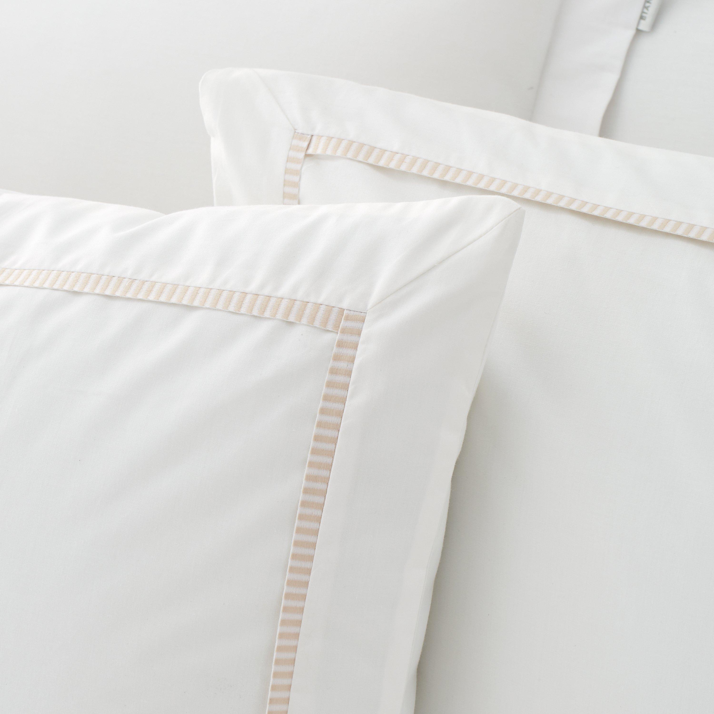 White / Natural - Bianca - Contrast Trim 200 TC Cotton Duvet Cover Set - 3