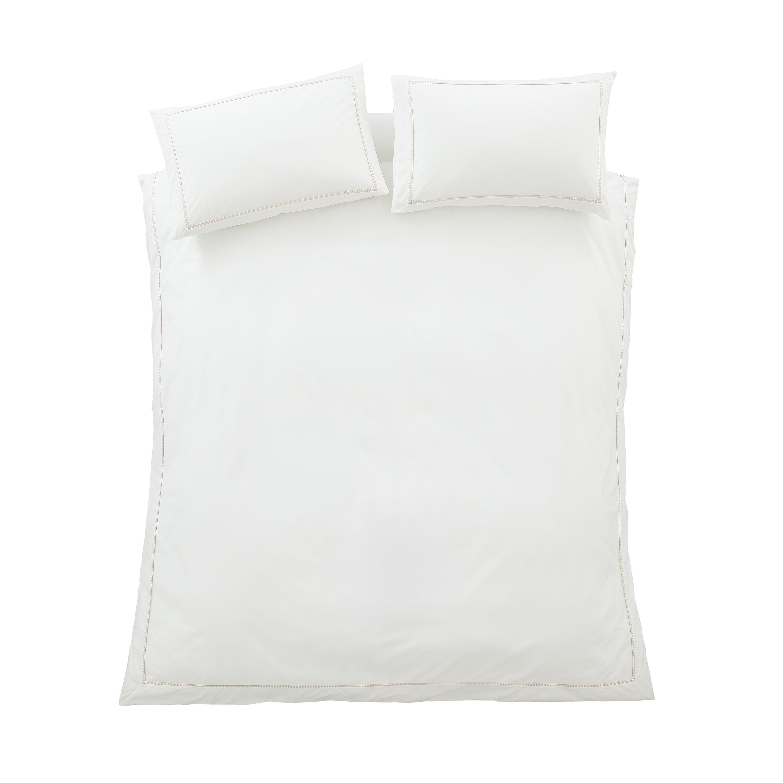 White / Natural - Bianca - Contrast Trim 200 TC Cotton Duvet Cover Set - 6