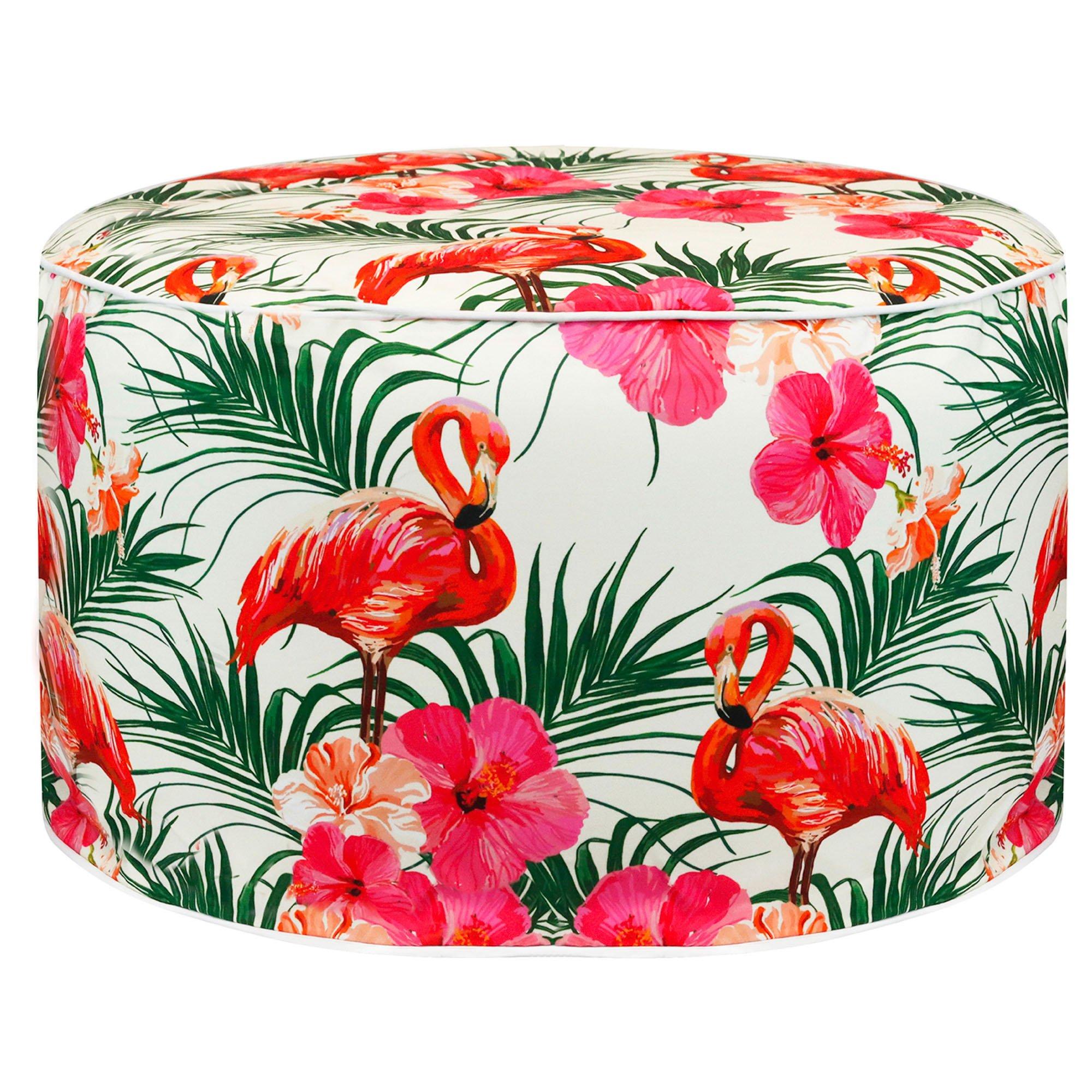 Streetwize  Palm Print Inflatable Ottoman Flamingo