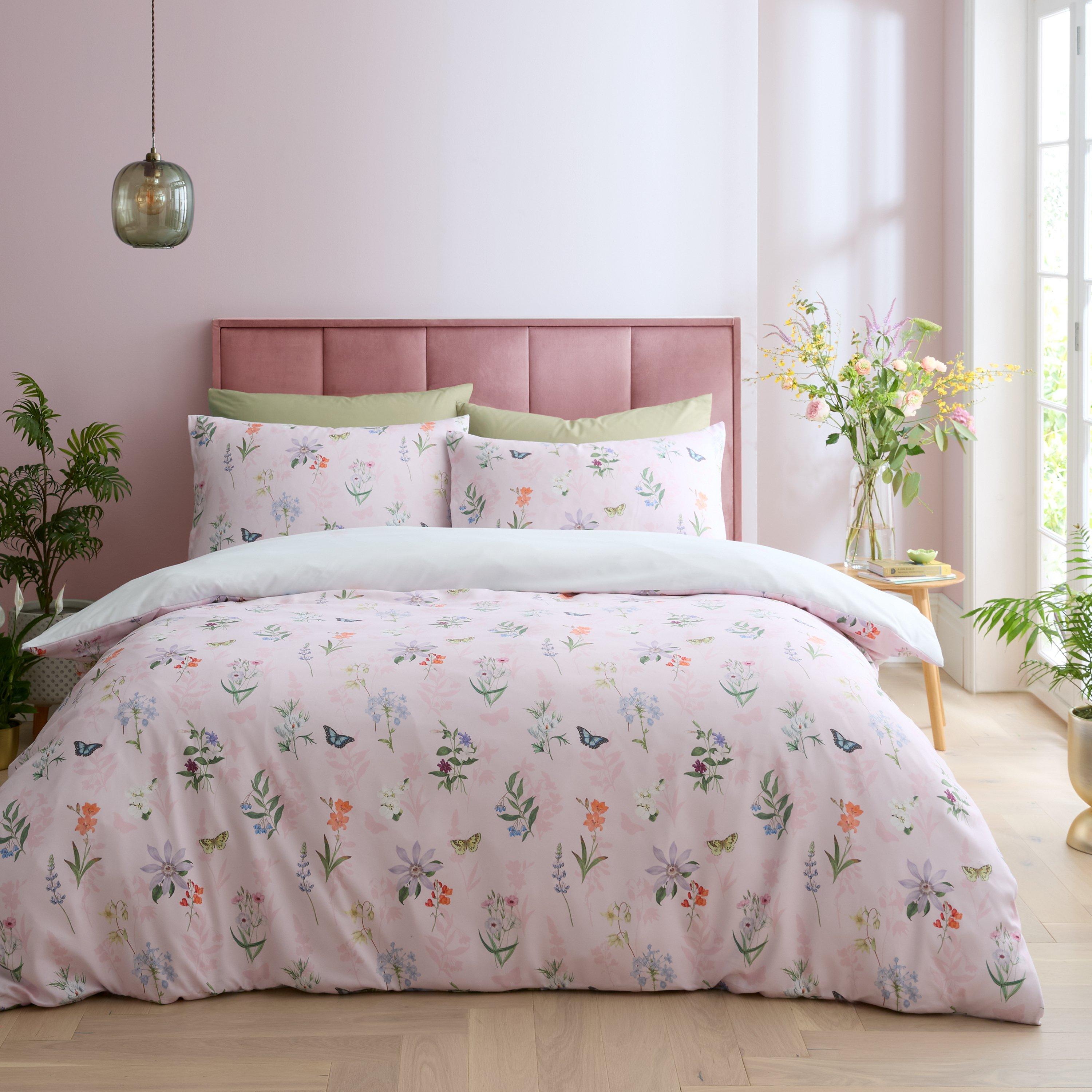 Pink - RHS by Catherine Lansfield - Enchanted Butterfly Garden So Soft Duvet Cover Set - 2