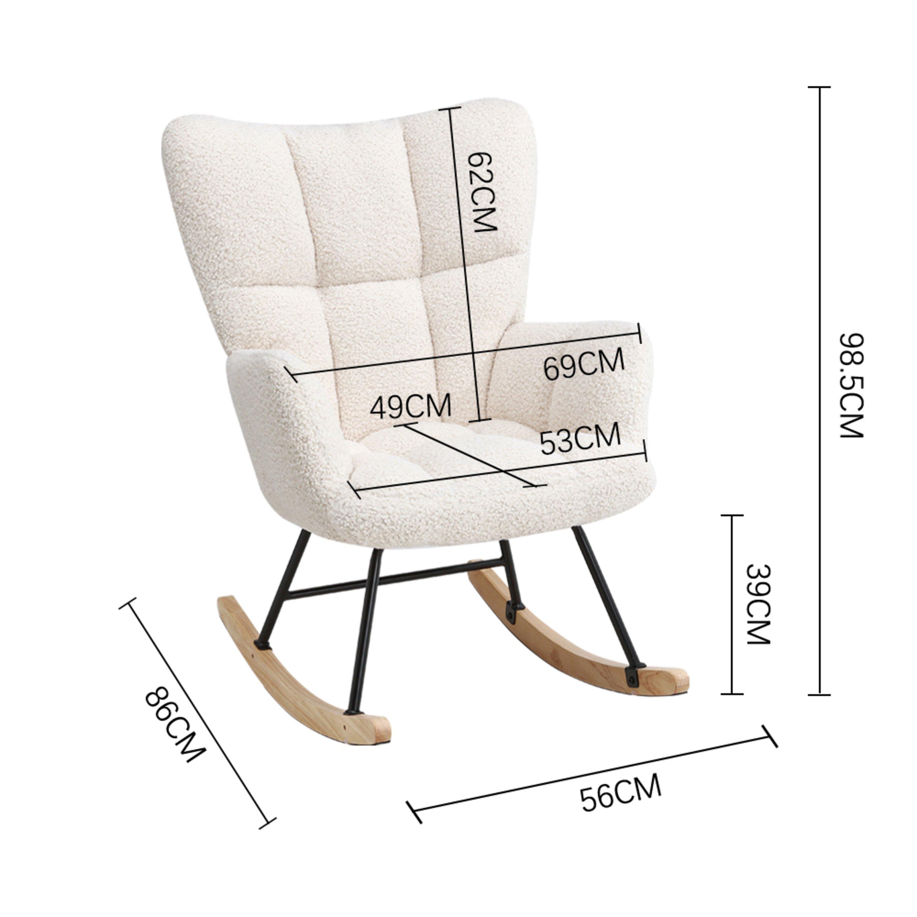 White - Kabinet UK - Tufted Upholstered Rocking Chair White - 12