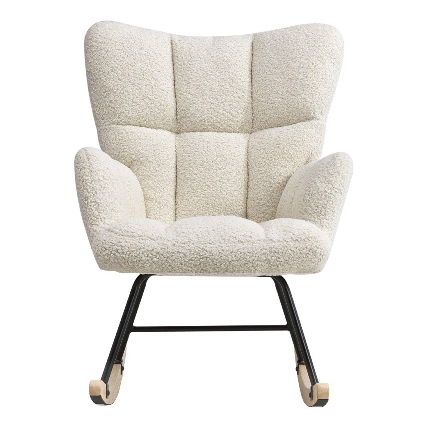 White - Kabinet UK - Tufted Upholstered Rocking Chair White - 3