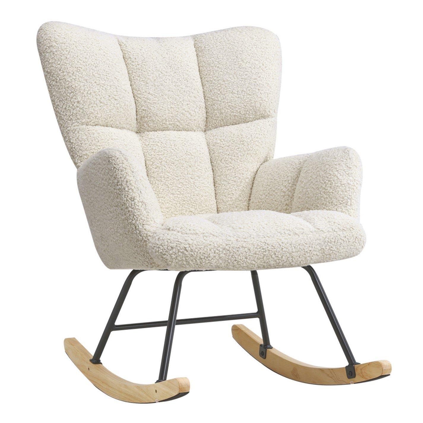 White - Kabinet UK - Tufted Upholstered Rocking Chair White - 4