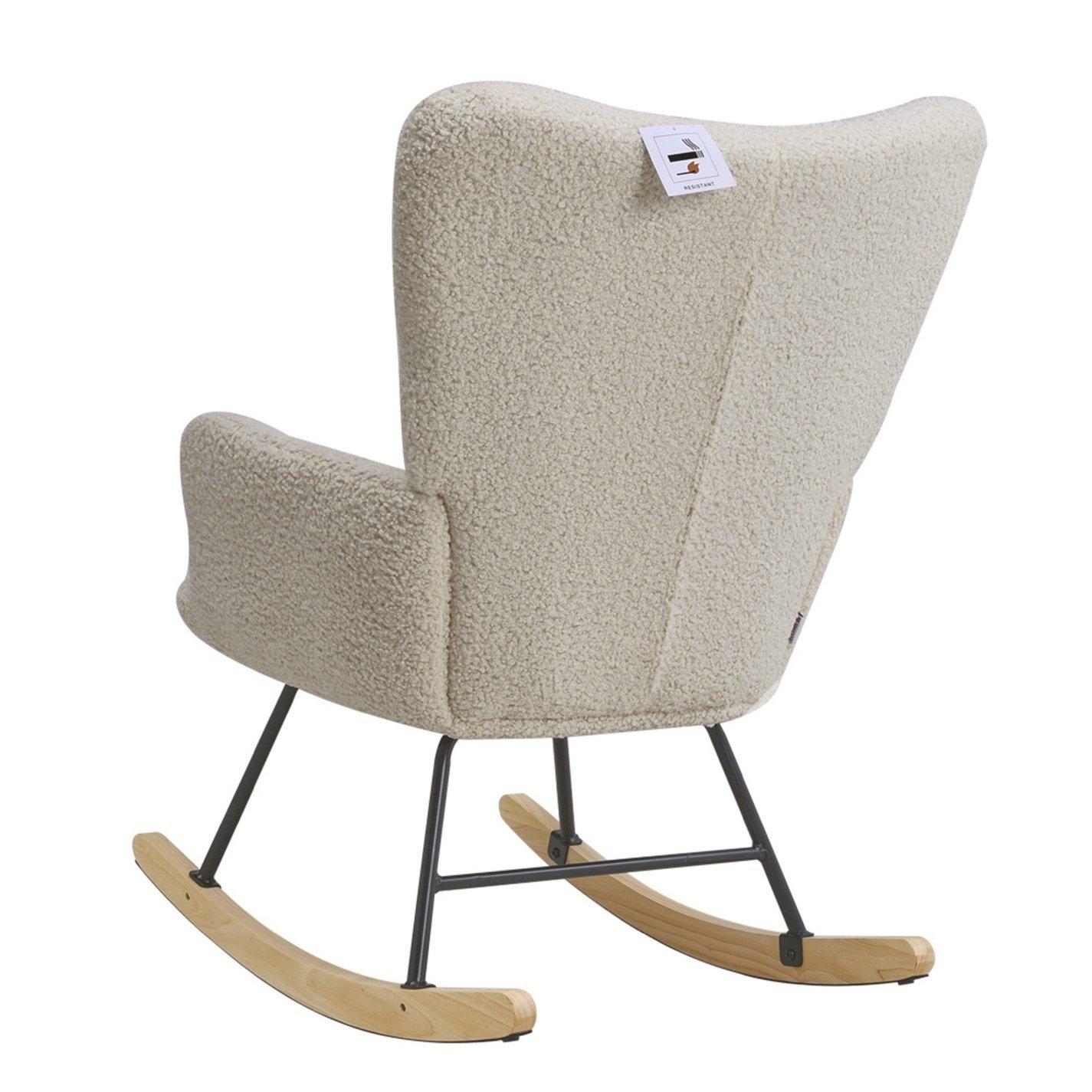 White - Kabinet UK - Tufted Upholstered Rocking Chair White - 5