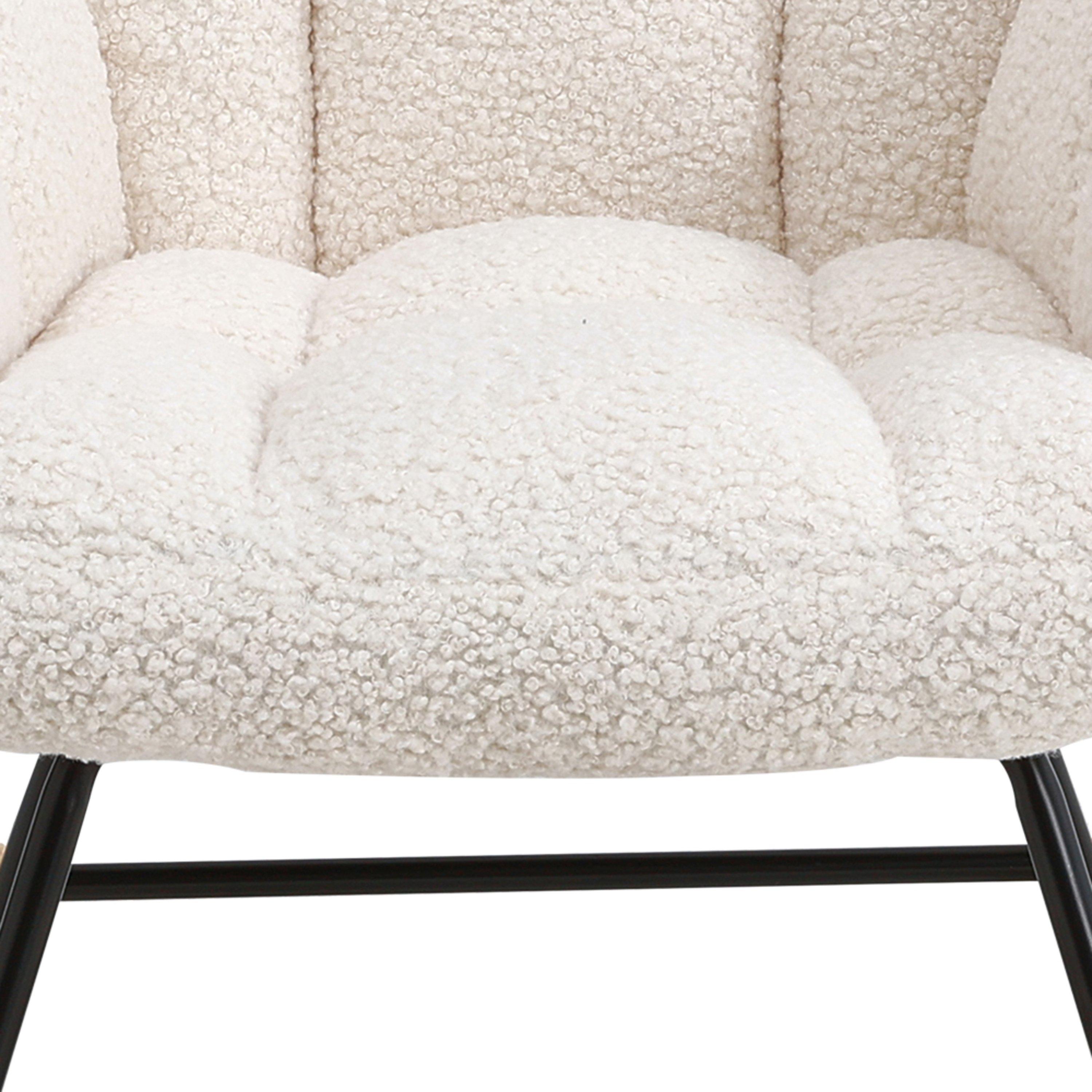 White - Kabinet UK - Tufted Upholstered Rocking Chair White - 8