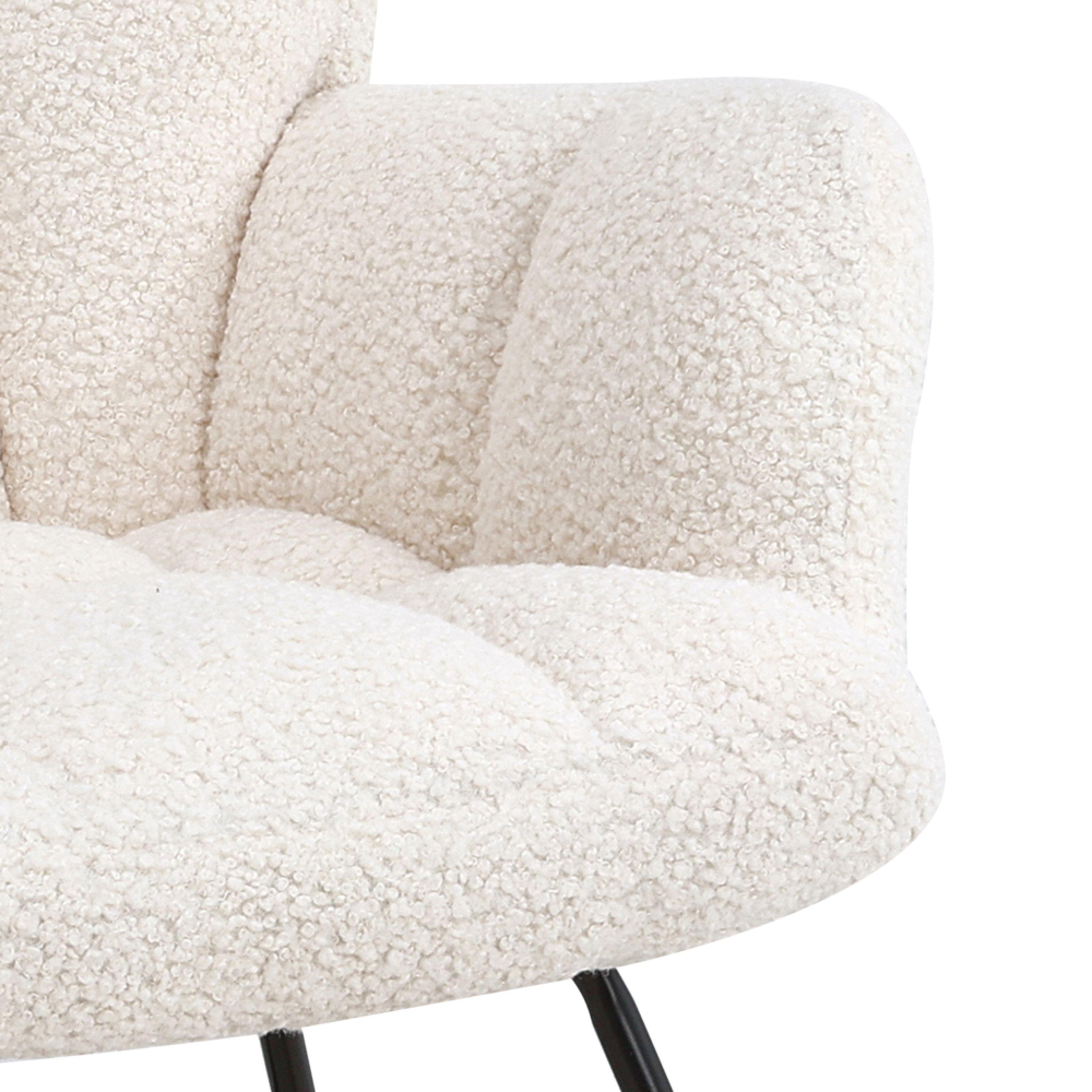 White - Kabinet UK - Tufted Upholstered Rocking Chair White - 9