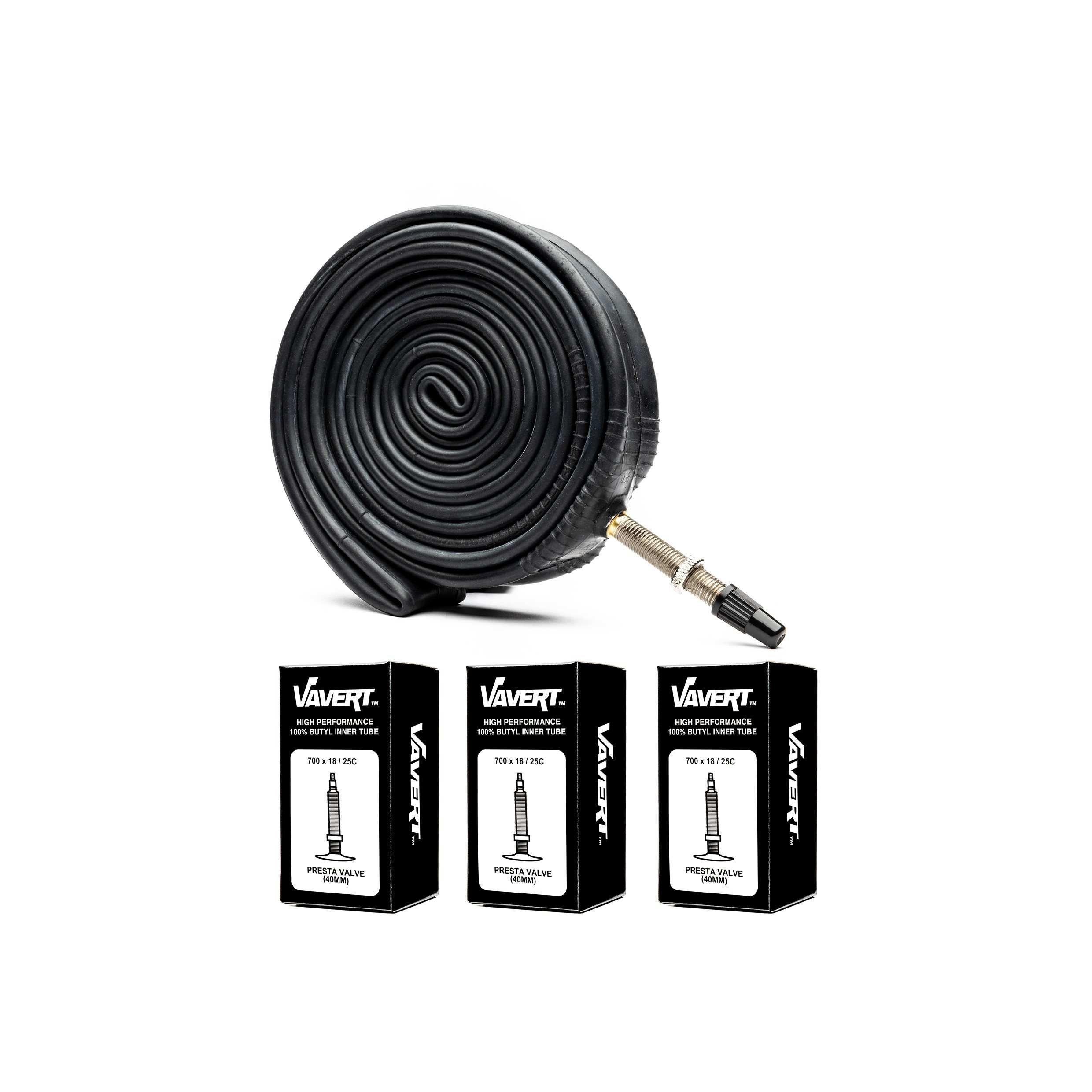 Black - Vavert - VAVERT 700x18-25c Presta Valve (40mm) Inner Tube - - 1