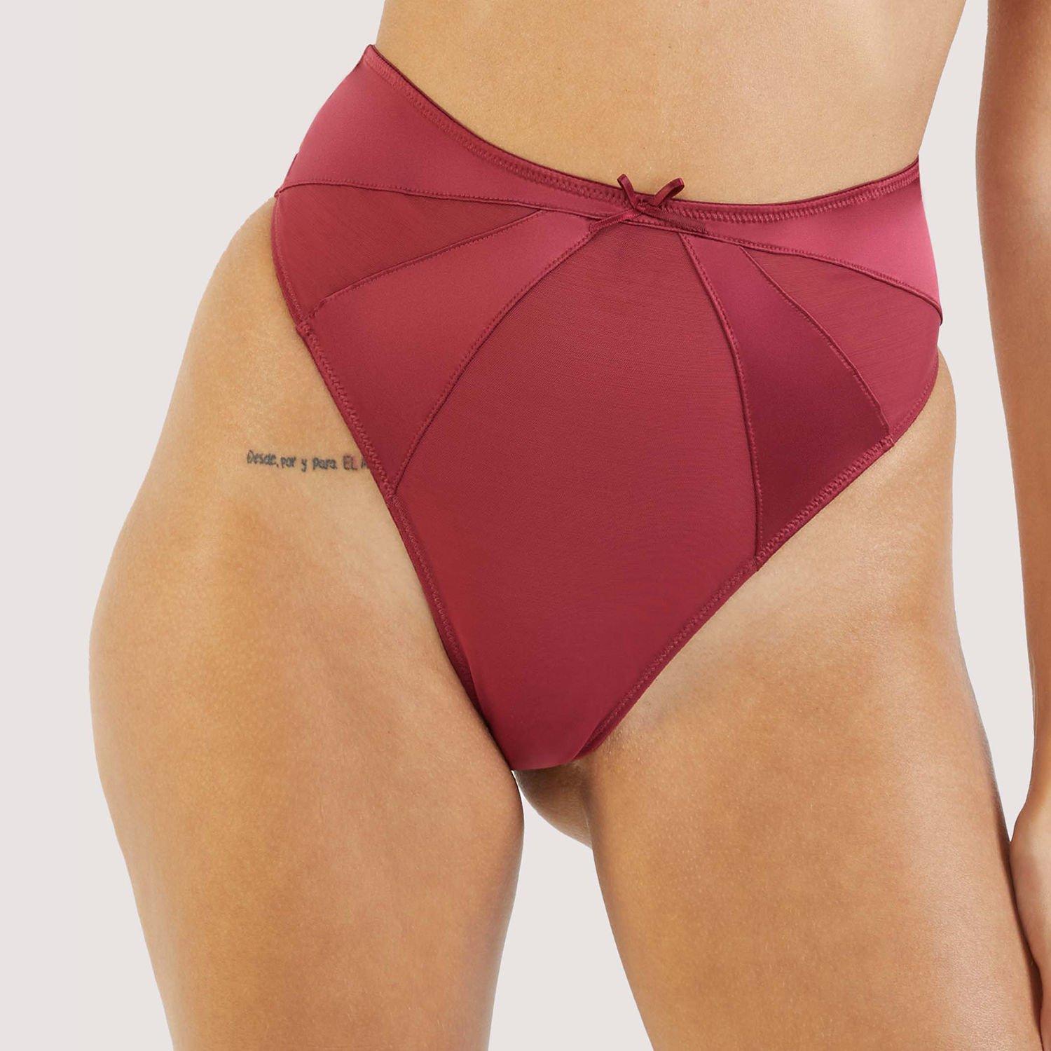 Red - Playful Promises - Etta Red Mesh & Satin High Waist  Thong - 1