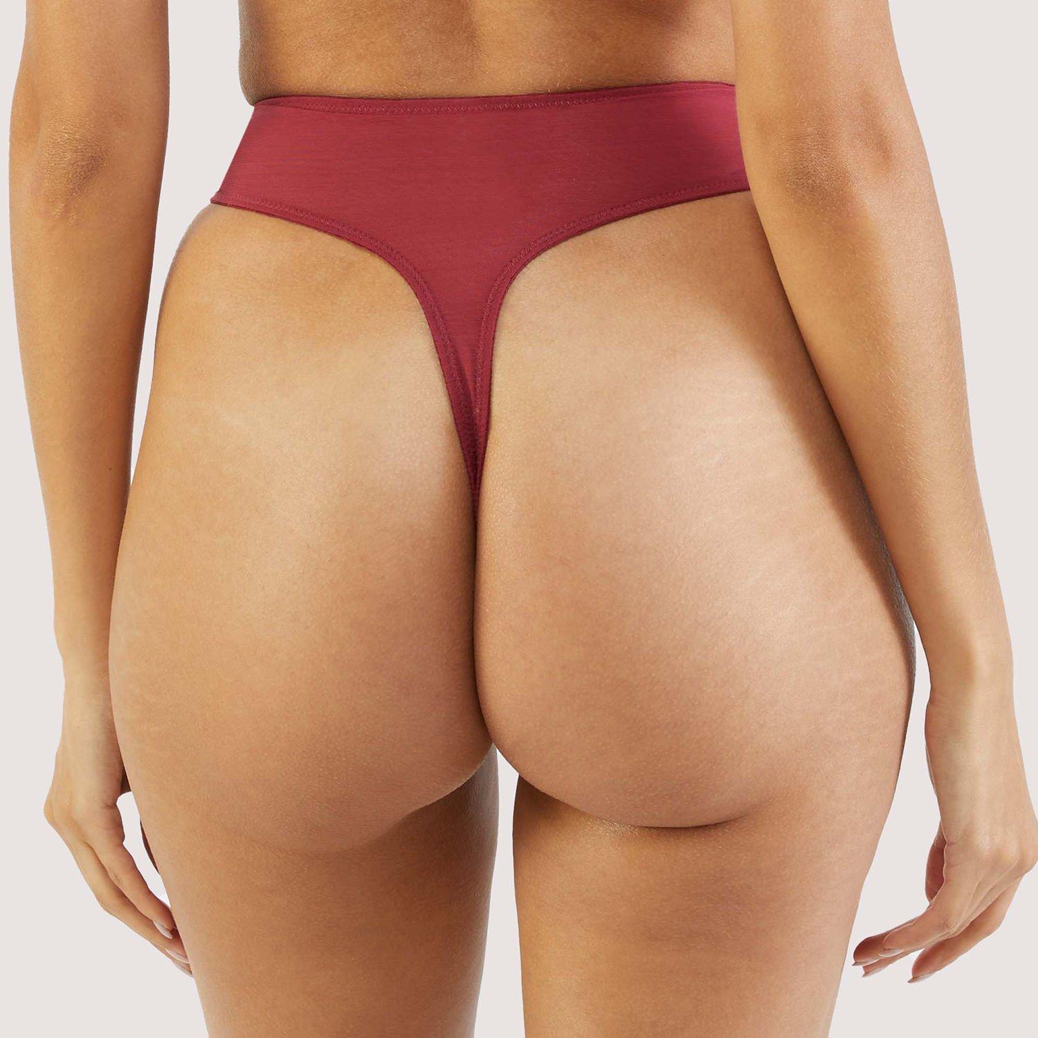 Red - Playful Promises - Etta Red Mesh & Satin High Waist  Thong - 2