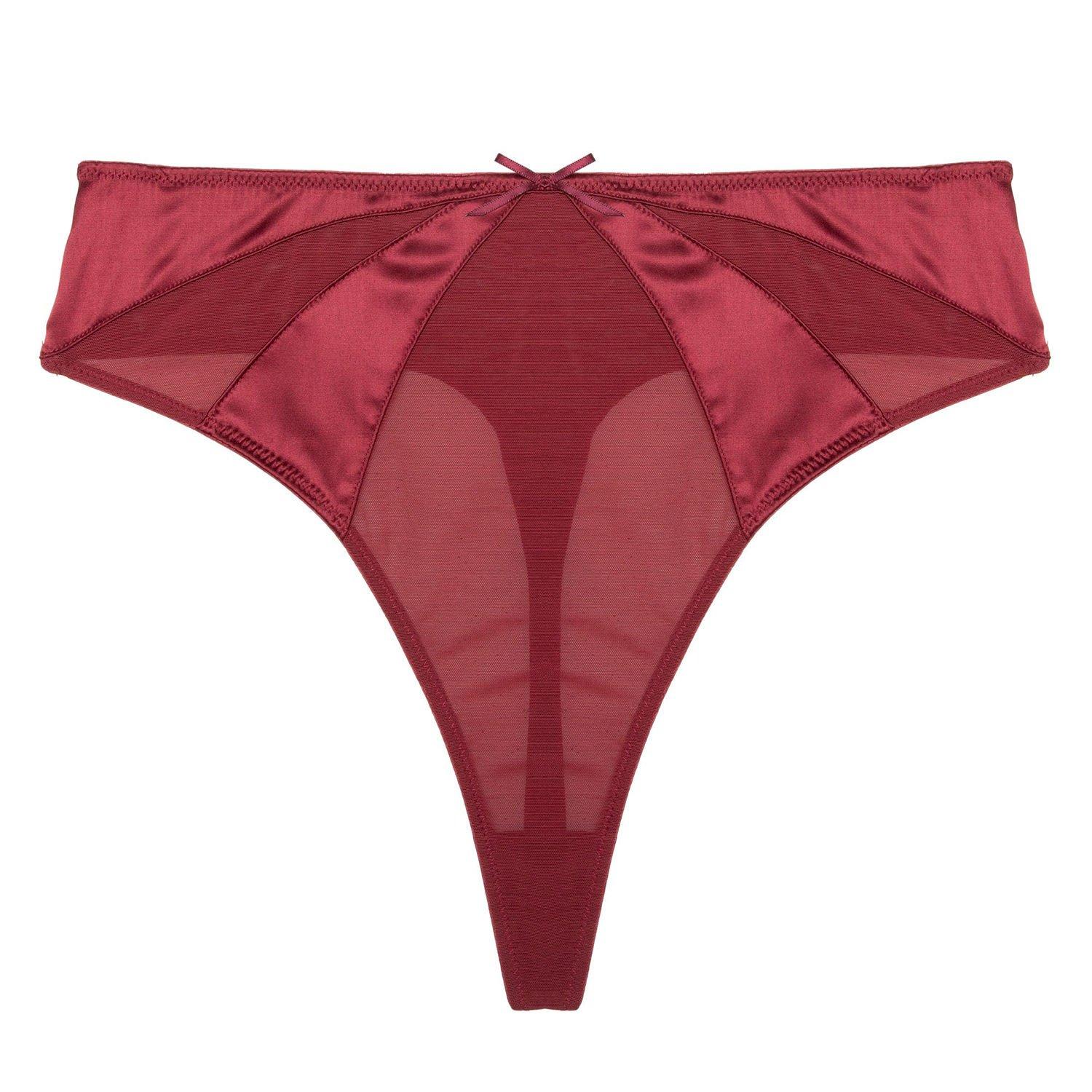 Red - Playful Promises - Etta Red Mesh & Satin High Waist  Thong - 3