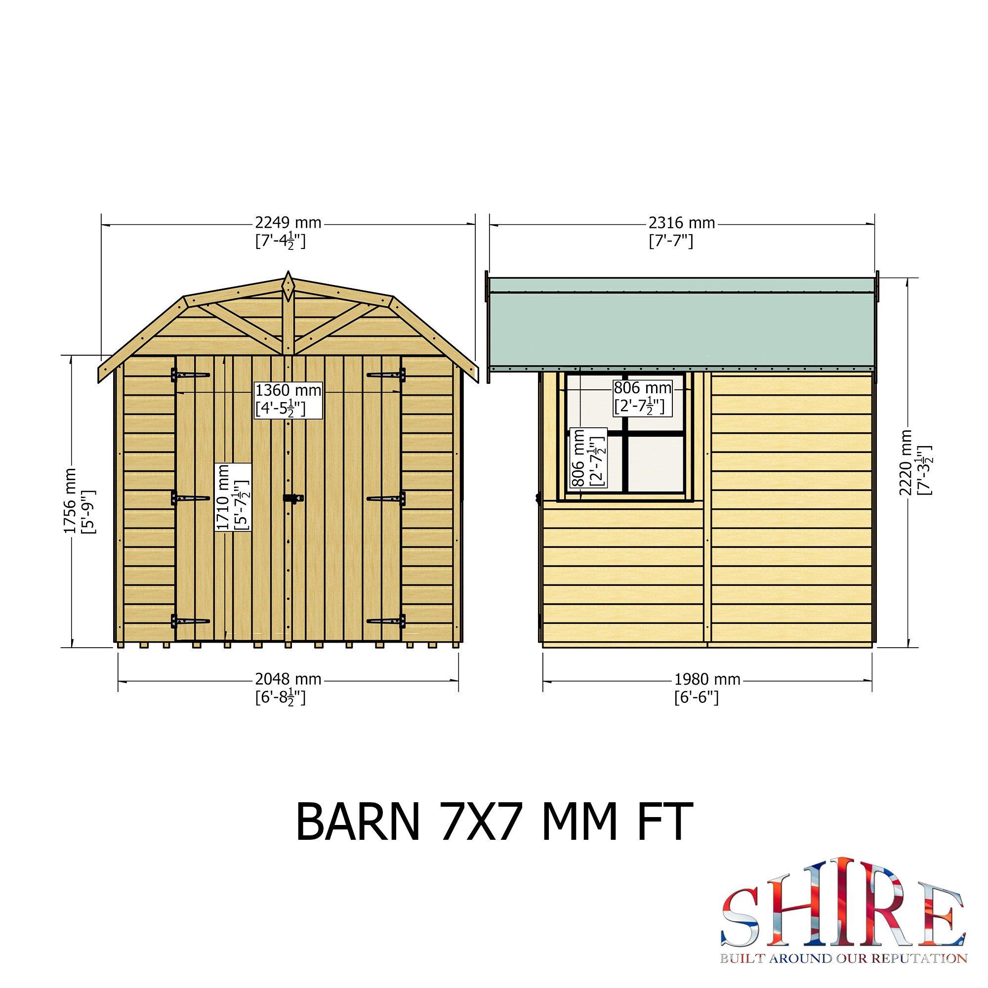 Wood - Shire - Barn Shiplap Dipped Shed 7x7 - 4