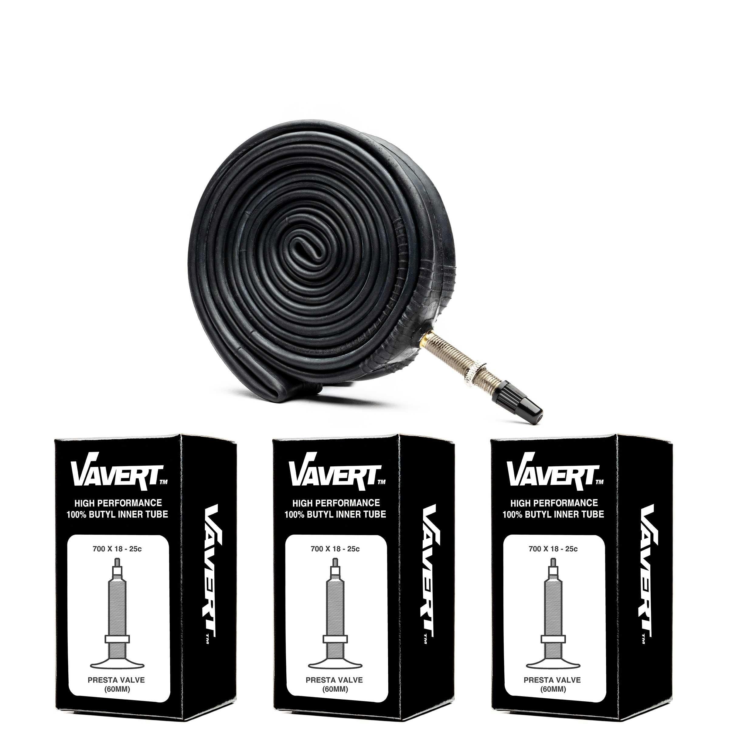Black - Vavert - VAVERT 700x18-25c Presta Valve (60mm) Inner Tube - - 1