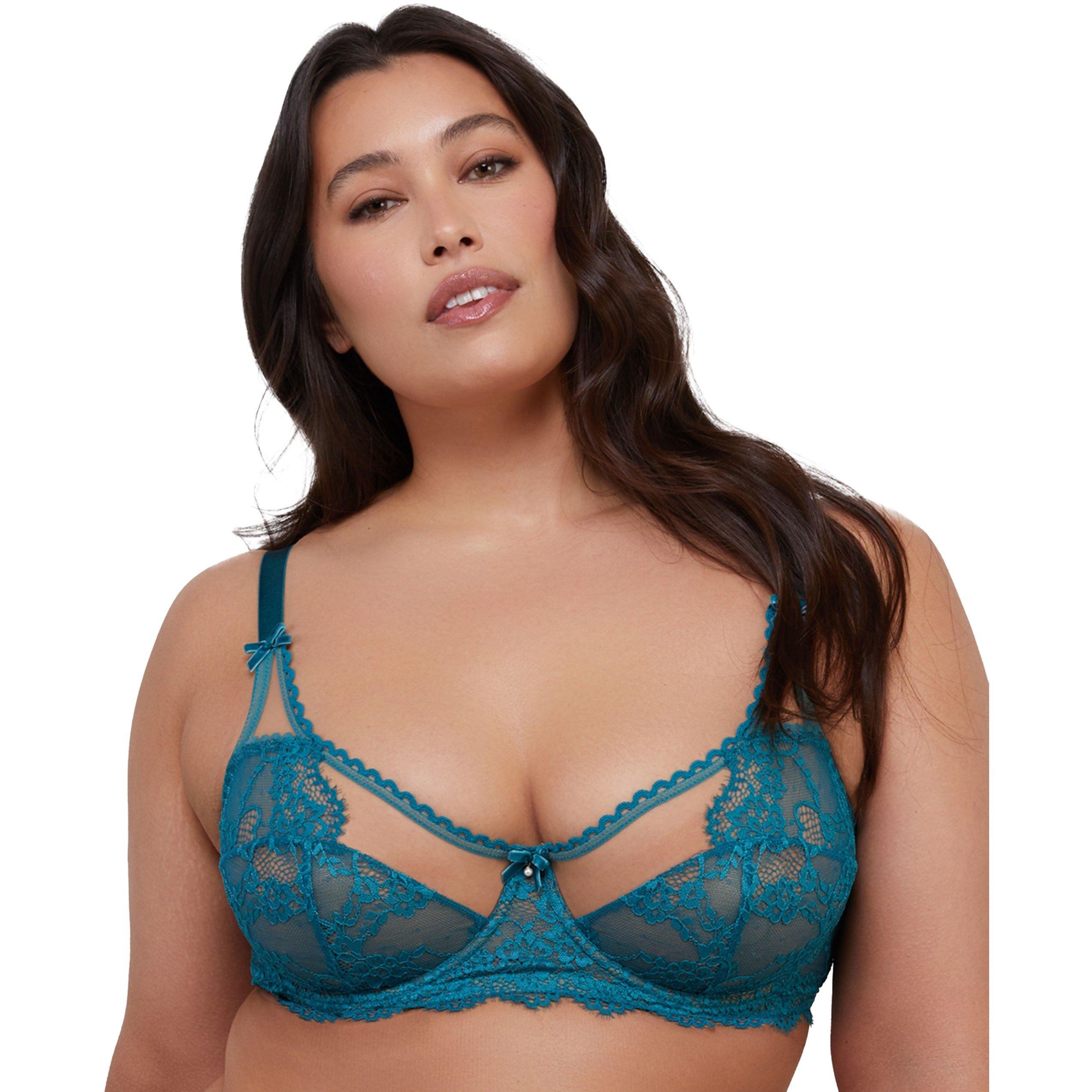 Teal - Playful Promises - Phoebe Teal Eyelash Lace Balconette Bra - 4