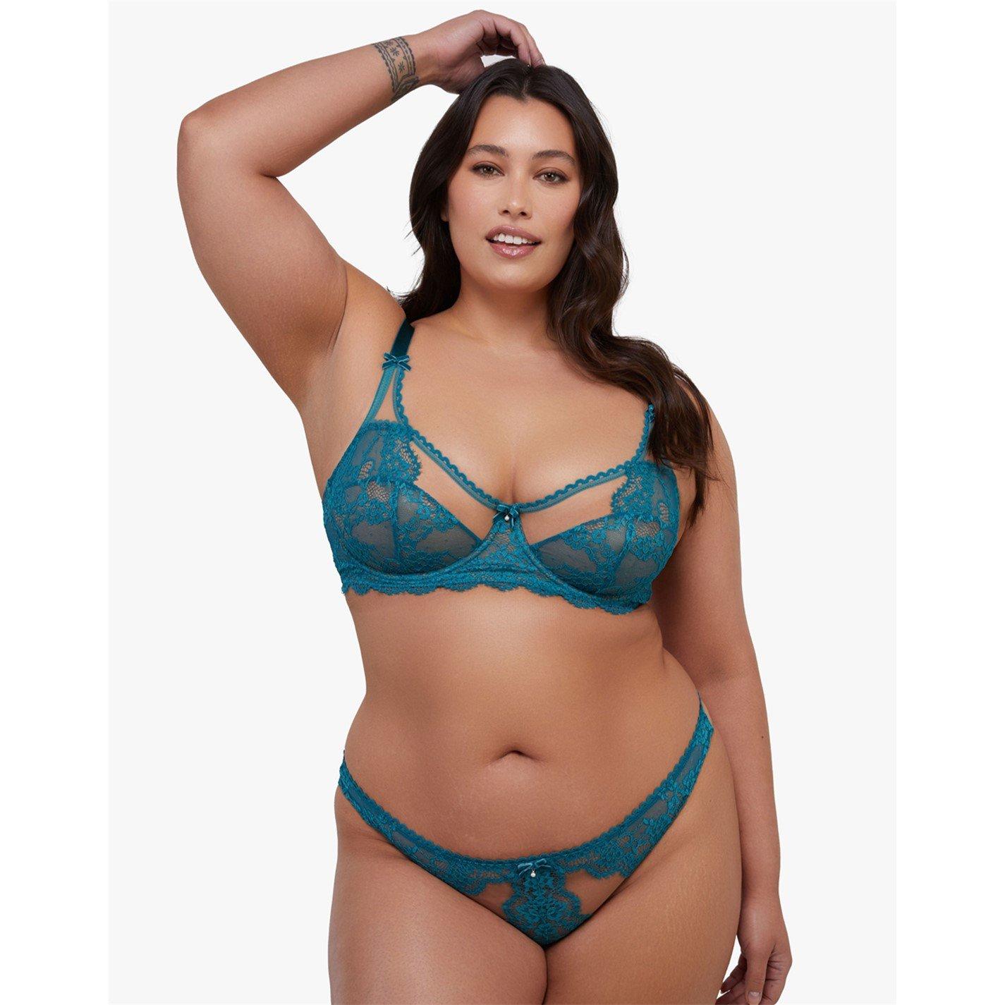 Teal - Playful Promises - Phoebe Teal Eyelash Lace Balconette Bra - 9