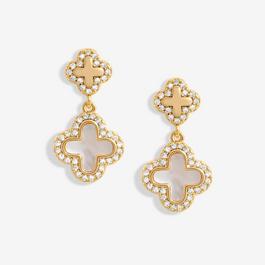 Jon Richard Gold Plated MOP Double Drop Clover Earrings