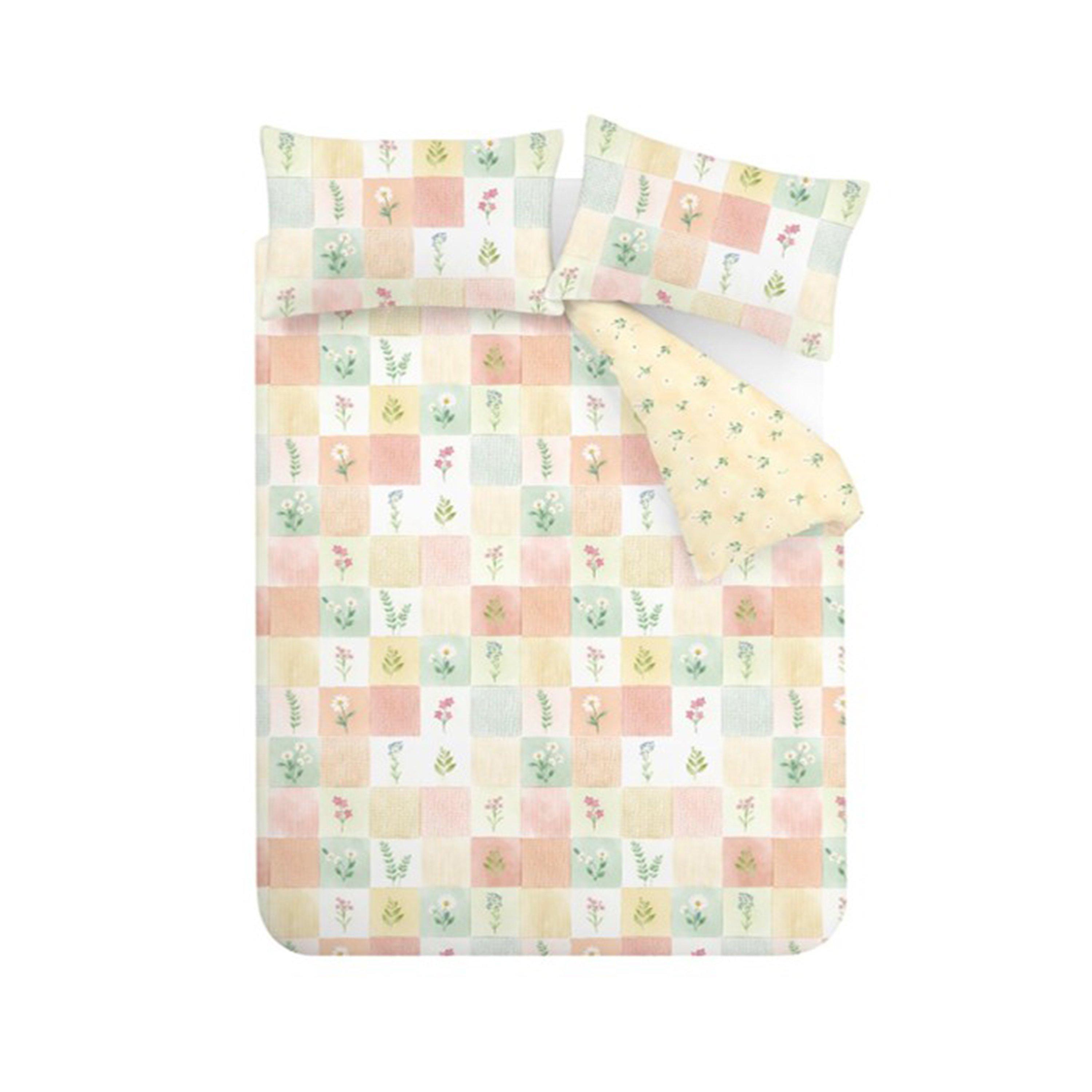 Yellow - Catherine Lansfield - Daisy Patchwork Reversible Duvet Cover Set - 5