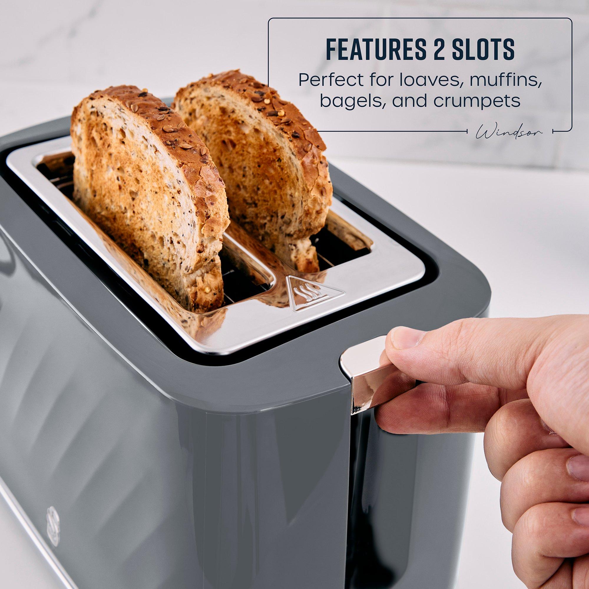 Grey - Swan - Windsor 2 Slice Textured Toaster Grey - 3