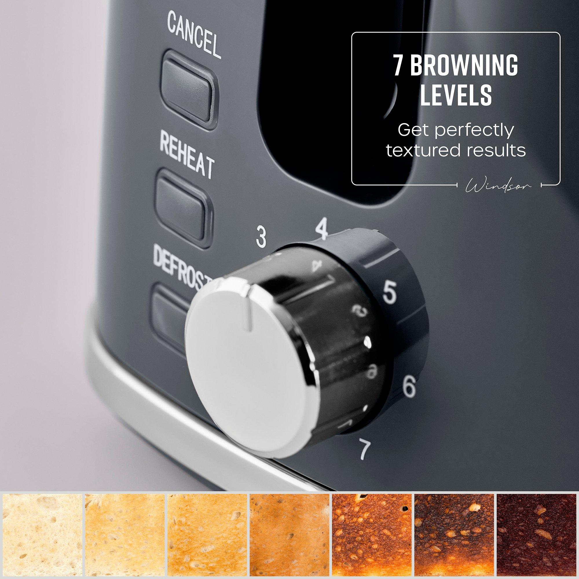 Grey - Swan - Windsor 2 Slice Textured Toaster Grey - 4