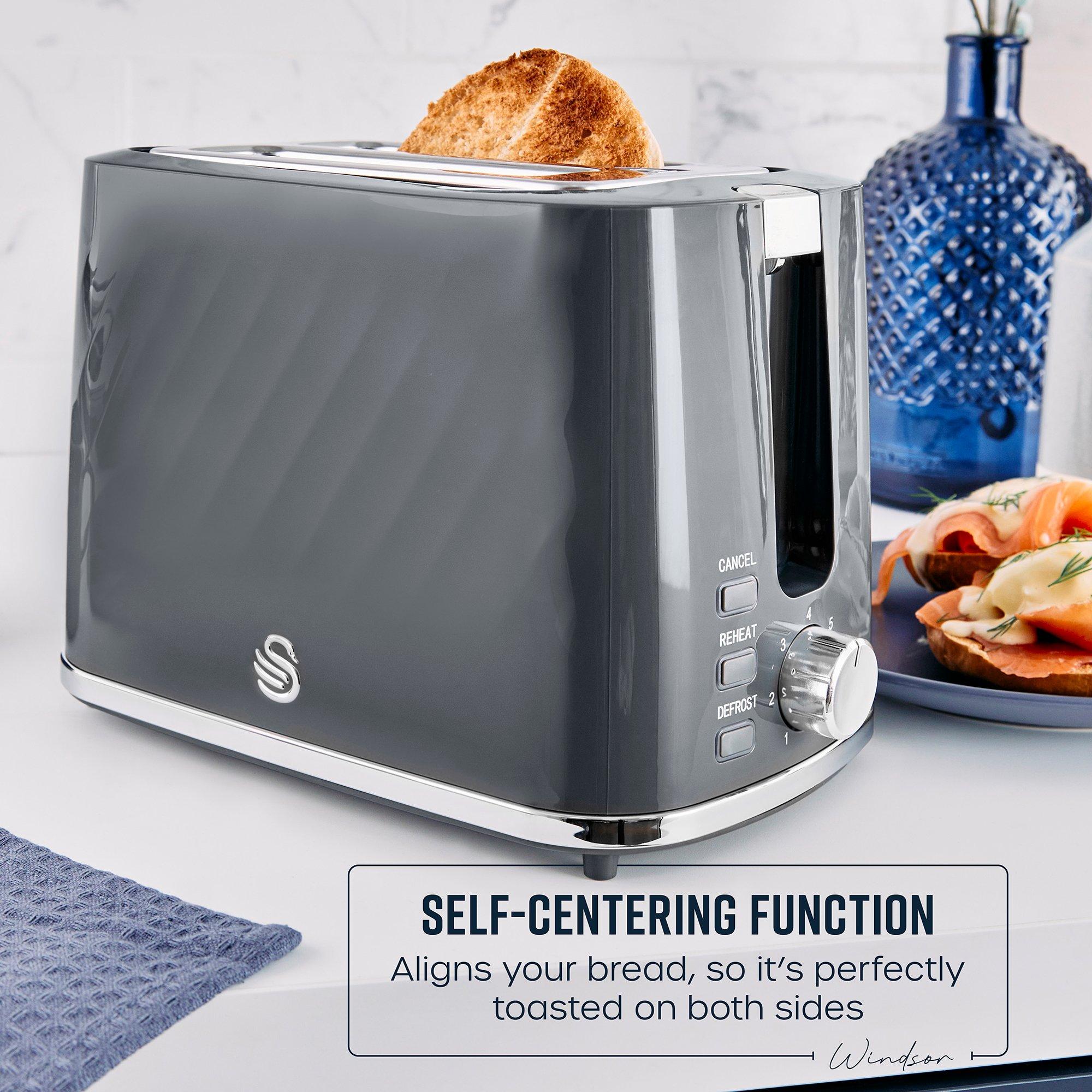 Grey - Swan - Windsor 2 Slice Textured Toaster Grey - 7