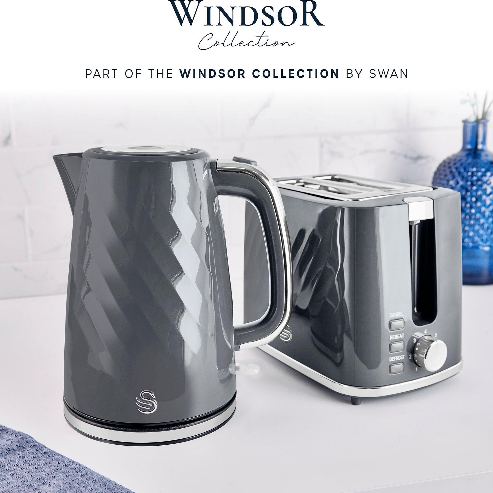 Grey - Swan - Windsor 2 Slice Textured Toaster Grey - 8