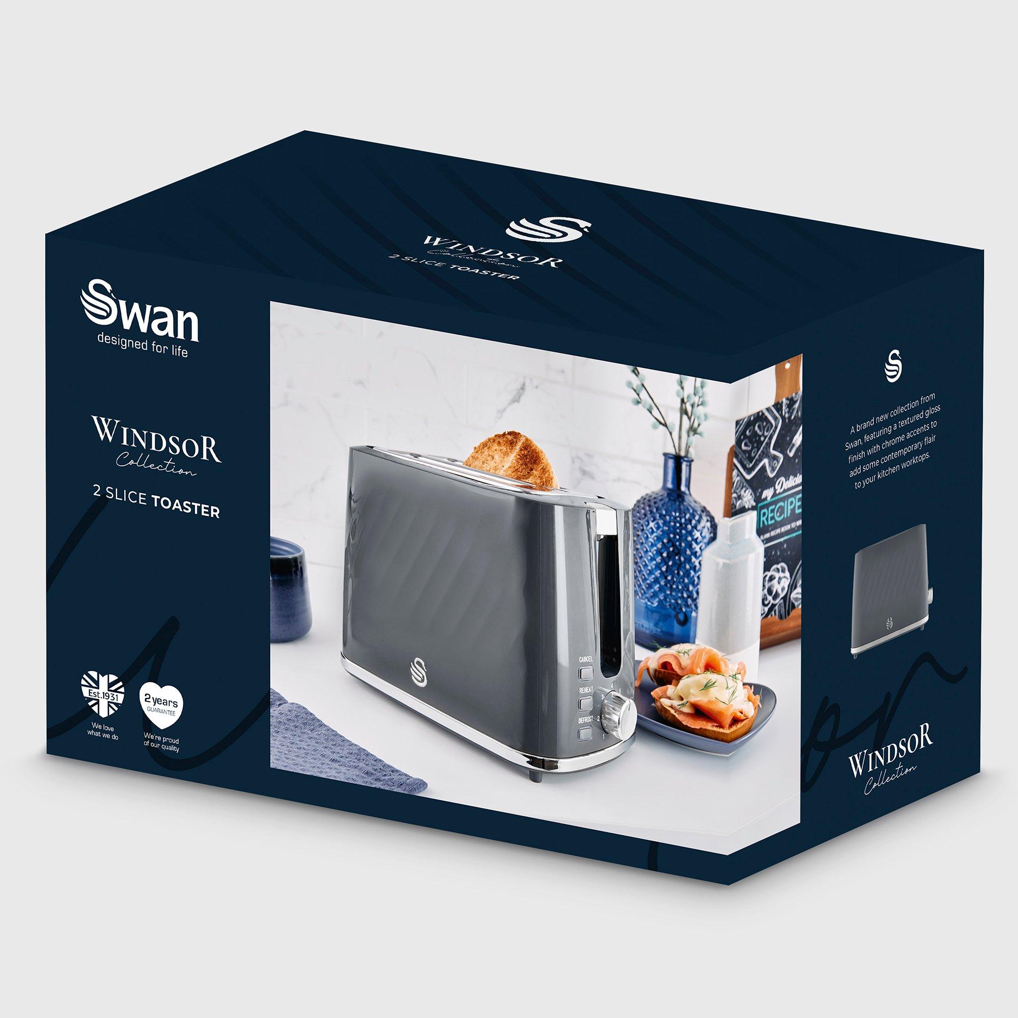 Grey - Swan - Windsor 2 Slice Textured Toaster Grey - 10