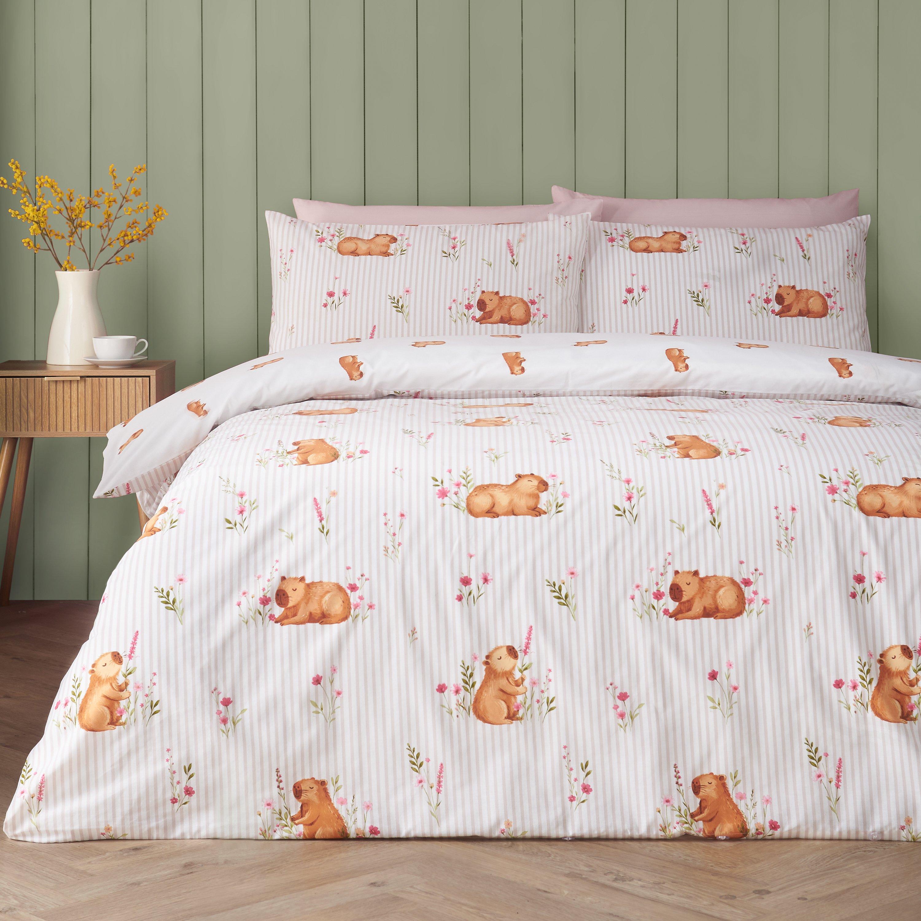 Natural - Catherine Lansfield - Happy Capy(bara) Reversible Duvet Cover Set - 1