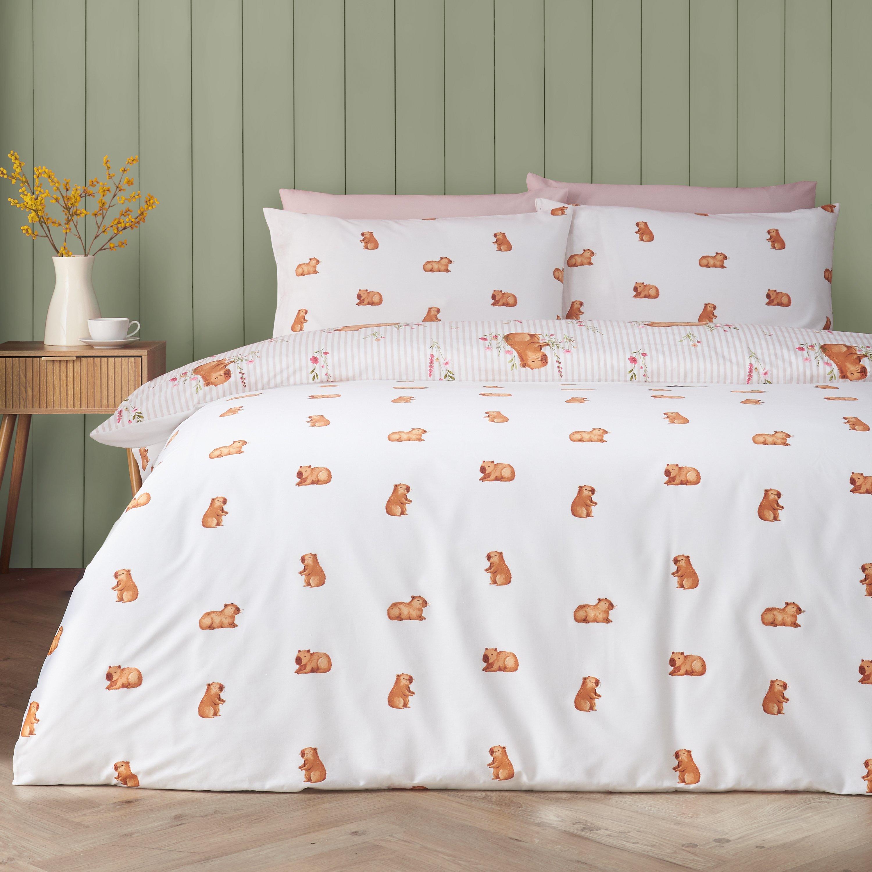 Natural - Catherine Lansfield - Happy Capy(bara) Reversible Duvet Cover Set - 2