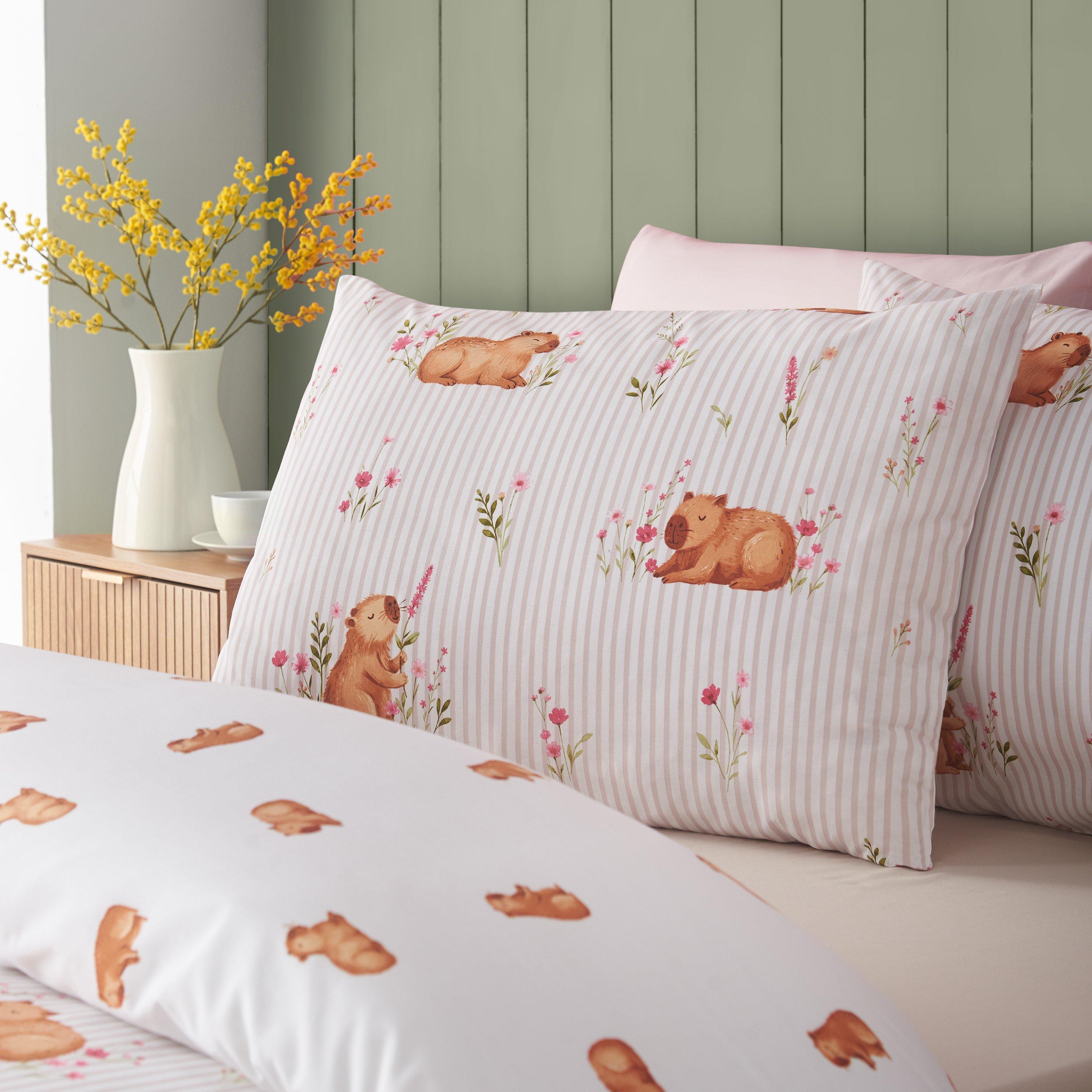 Natural - Catherine Lansfield - Happy Capy(bara) Reversible Duvet Cover Set - 3
