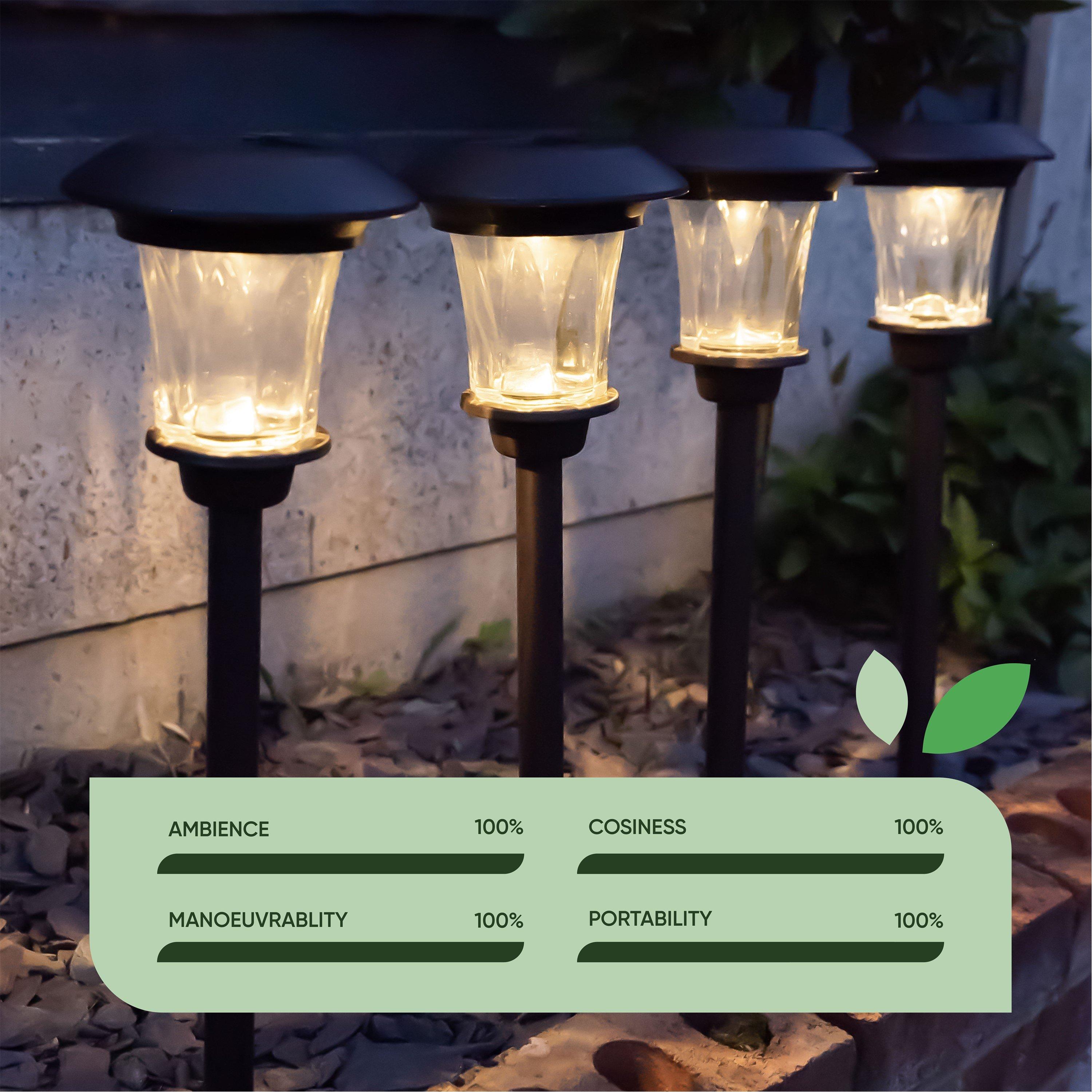 Black - Streetwize - Solar Metal Pathway Stake Lights (Pack of 4) - 5