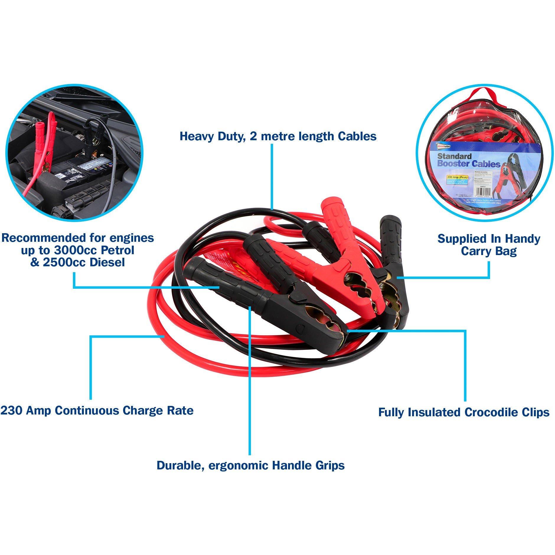 Red/Black - Streetwize - 2M 350 Amp Booster Cables - 8