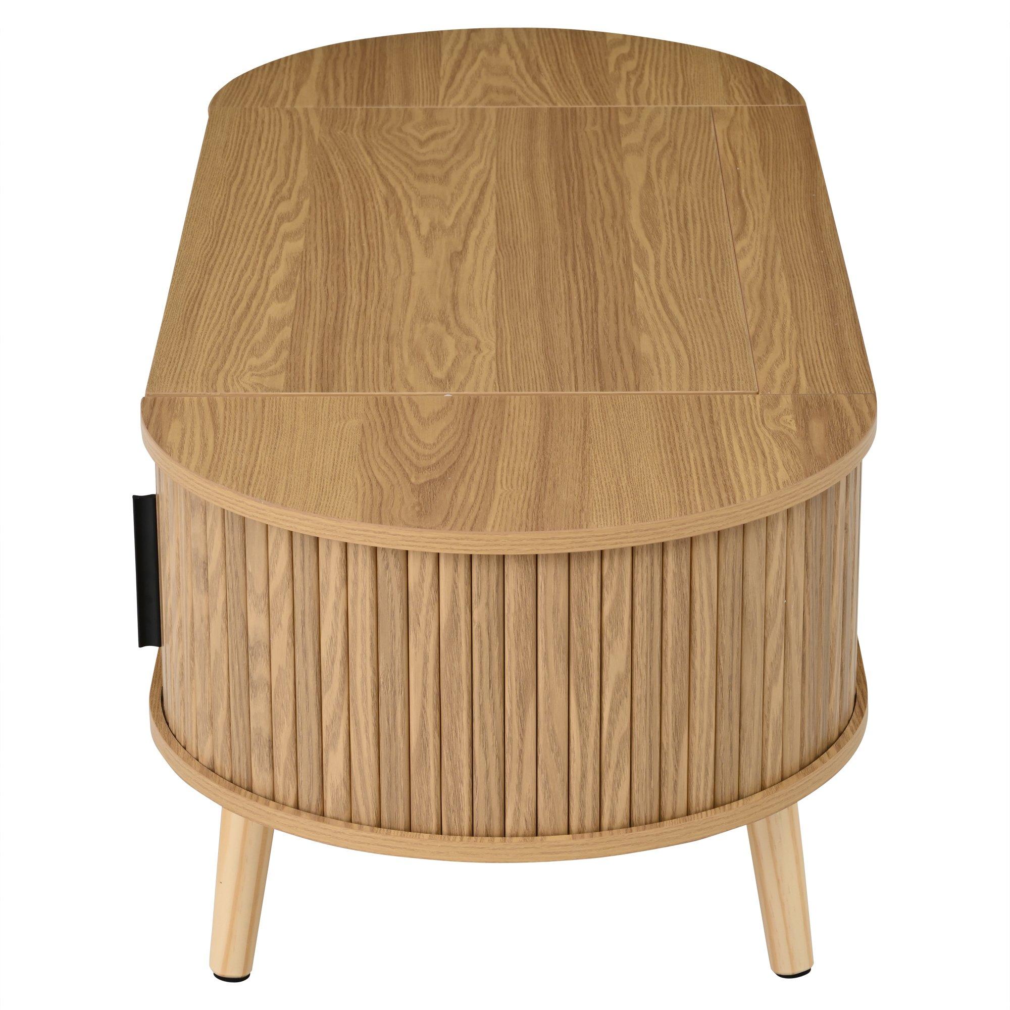 Wood - Urban Meuble - Lift Up Oval Coffee Table With Hidden Storage - 13