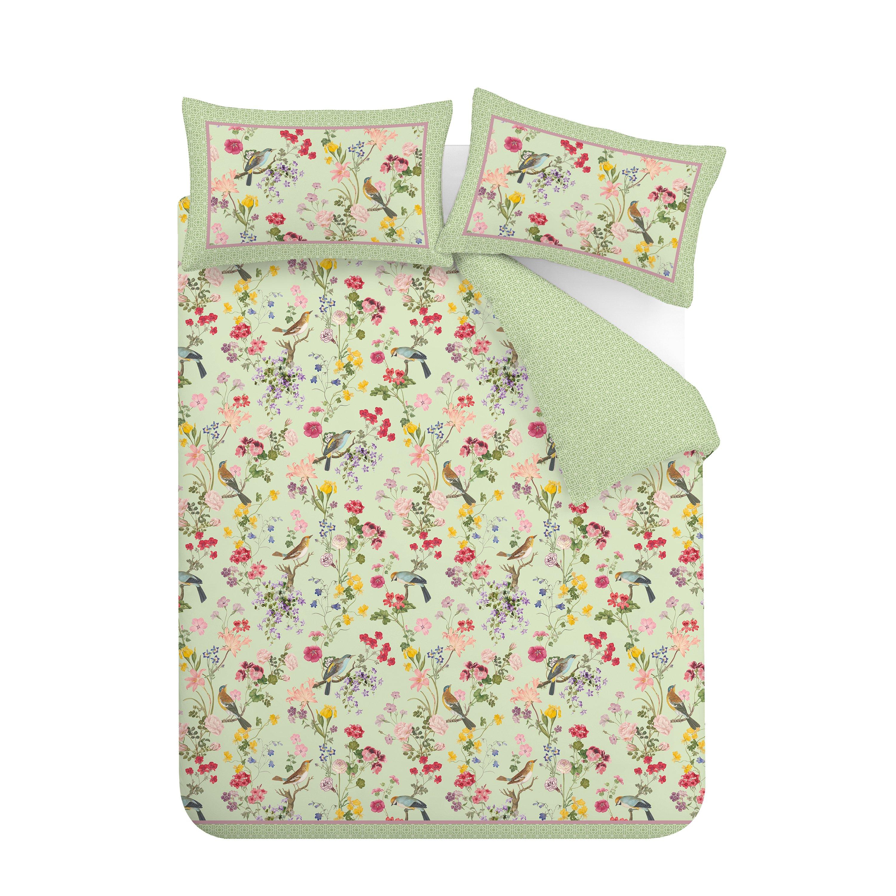 Green - RHS by Catherine Lansfield - Birds In Bloom So Soft Duvet Cover Set - 6