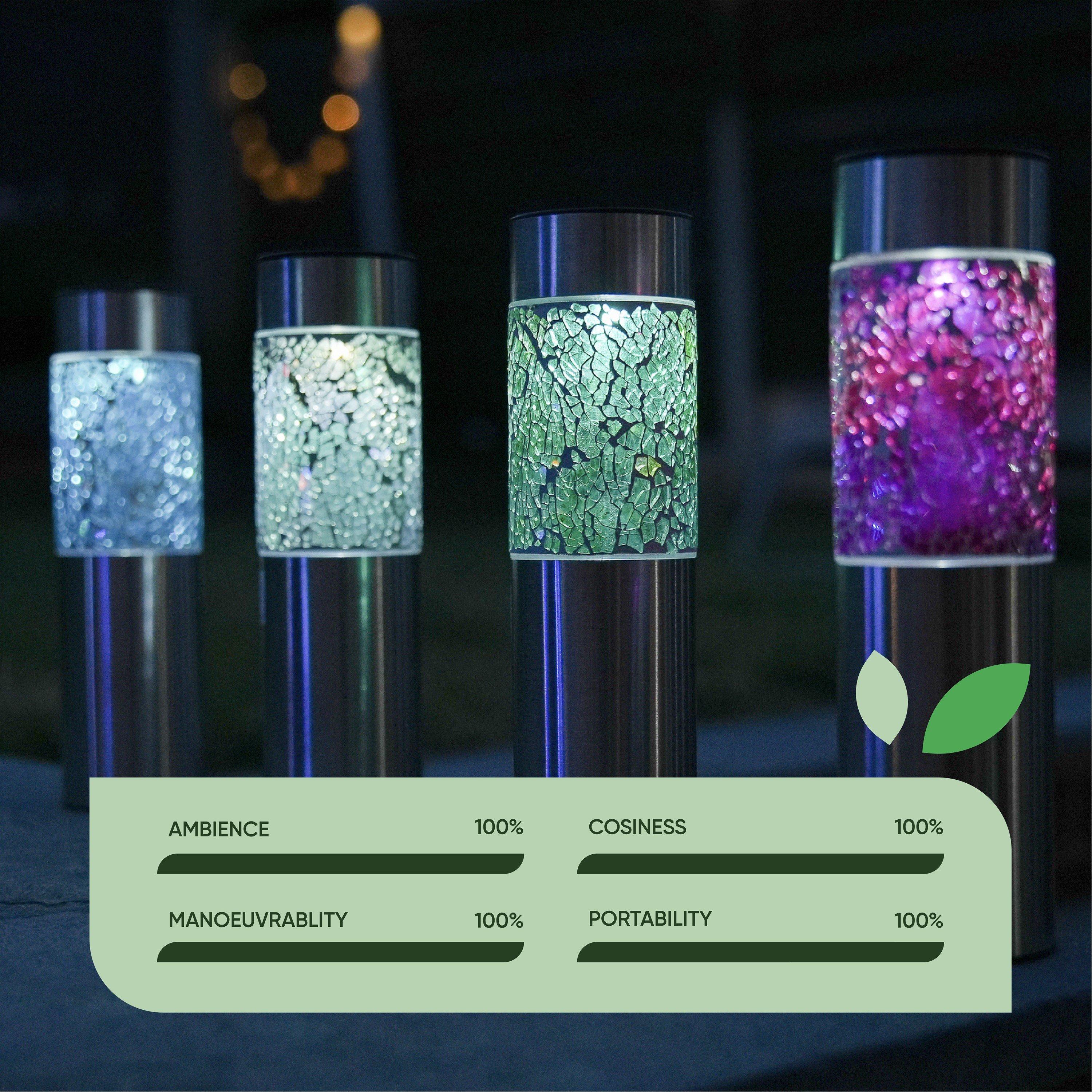 Multi - Streetwize - Pack of 4 Solar Mosaic Stake Lights - 5